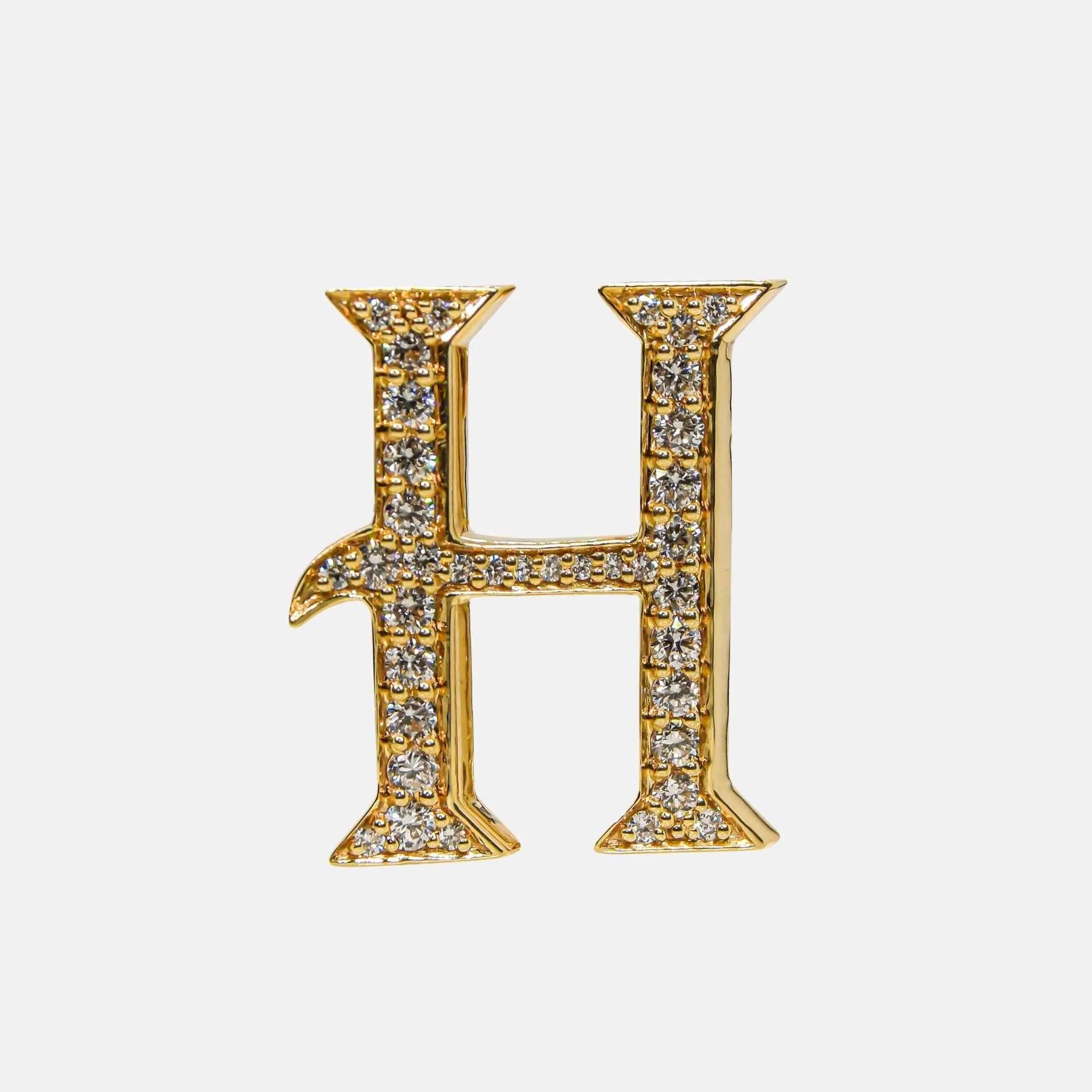 Ashna Mehta Alphabets Bag Bijoux with Natural Diamonds in Yellow Gold, H
