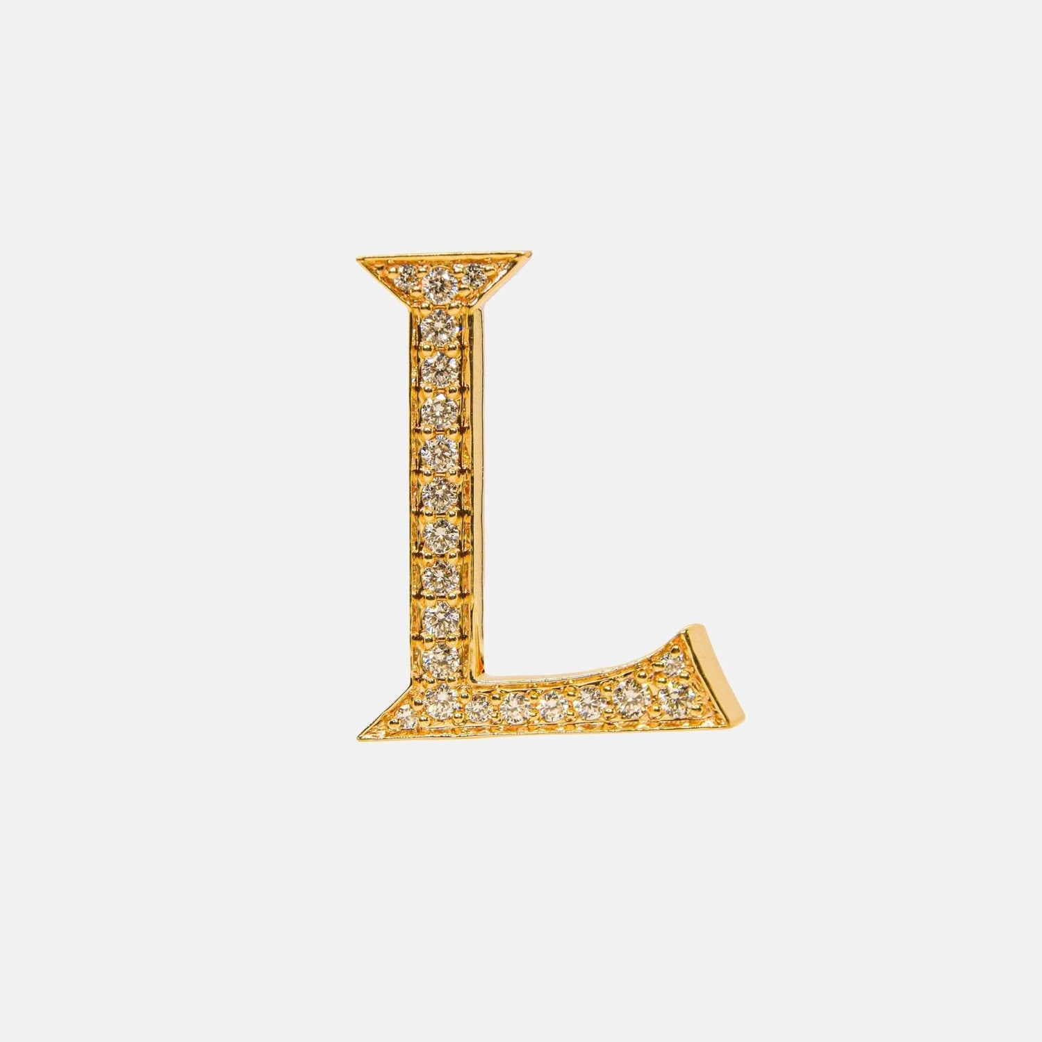 Ashna Mehta Alphabets Bag Bijoux with Natural Diamonds in Yellow Gold, L