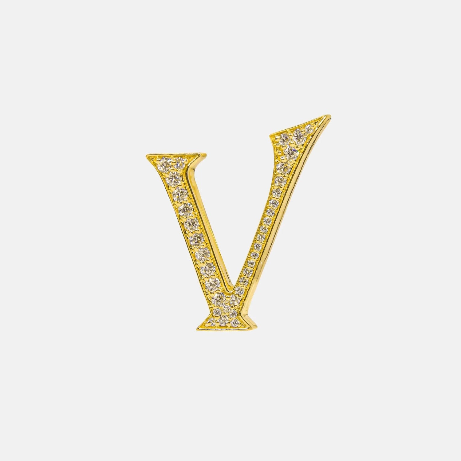 Ashna Mehta Alphabets Bag Bijoux with Natural Diamonds in Yellow Gold, V