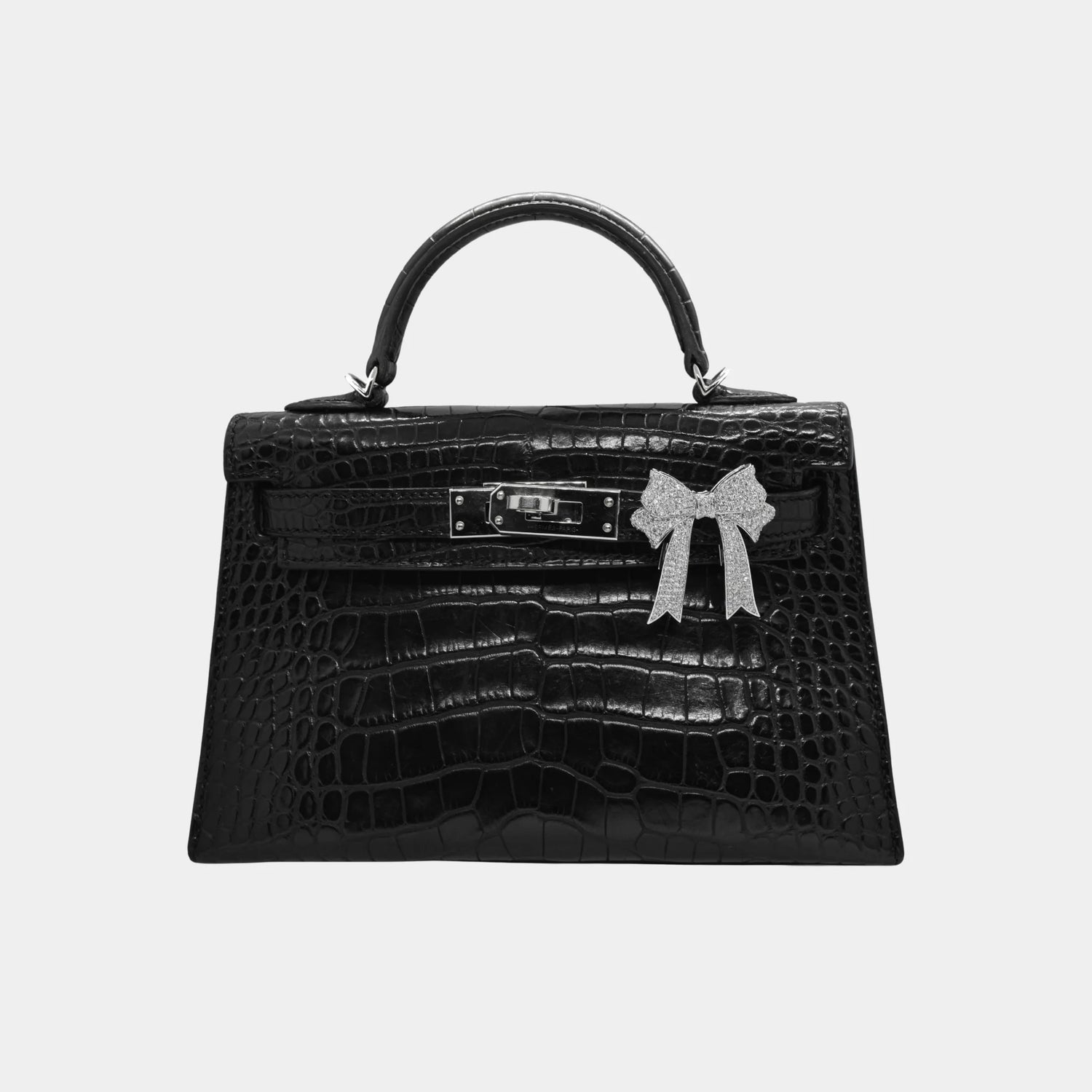 Ashna Mehta Bow Customized Bag Bijoux, White Gold, Diamond, Attached