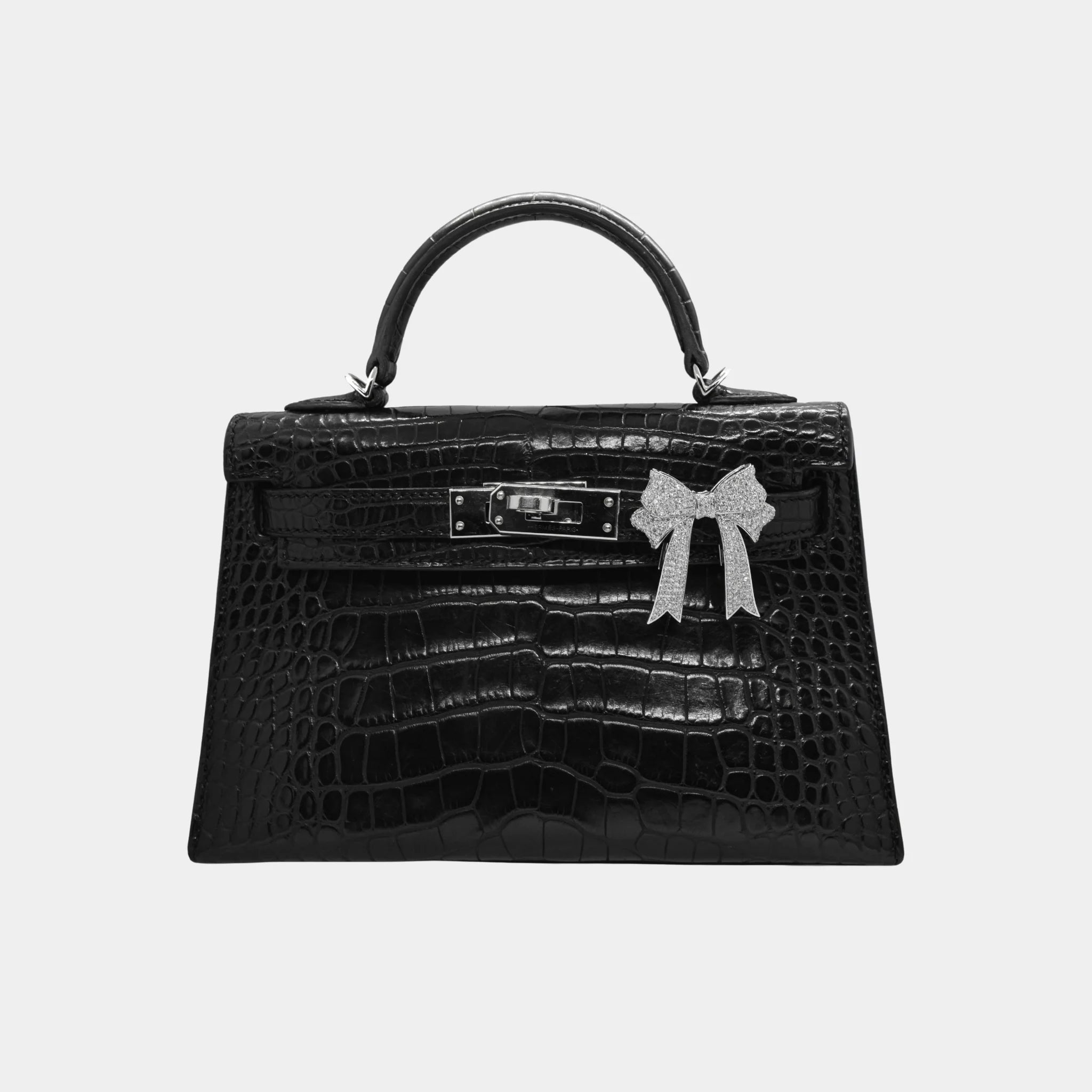 Ashna Mehta Bow Customized Bag Bijoux, White Gold, Diamond, Attached