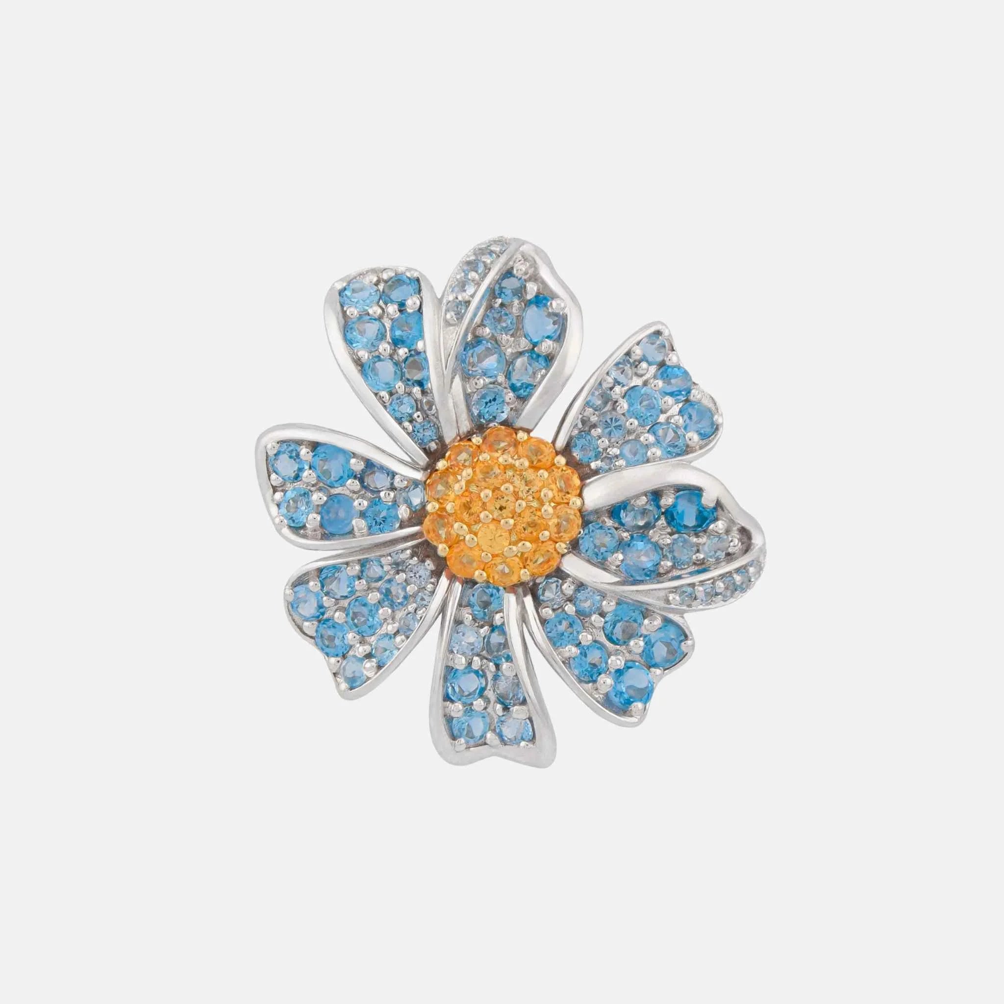 Ashna Mehta Daisy Flower Customized Bag Bijoux, Blue Topaz and Yellow Sapphire