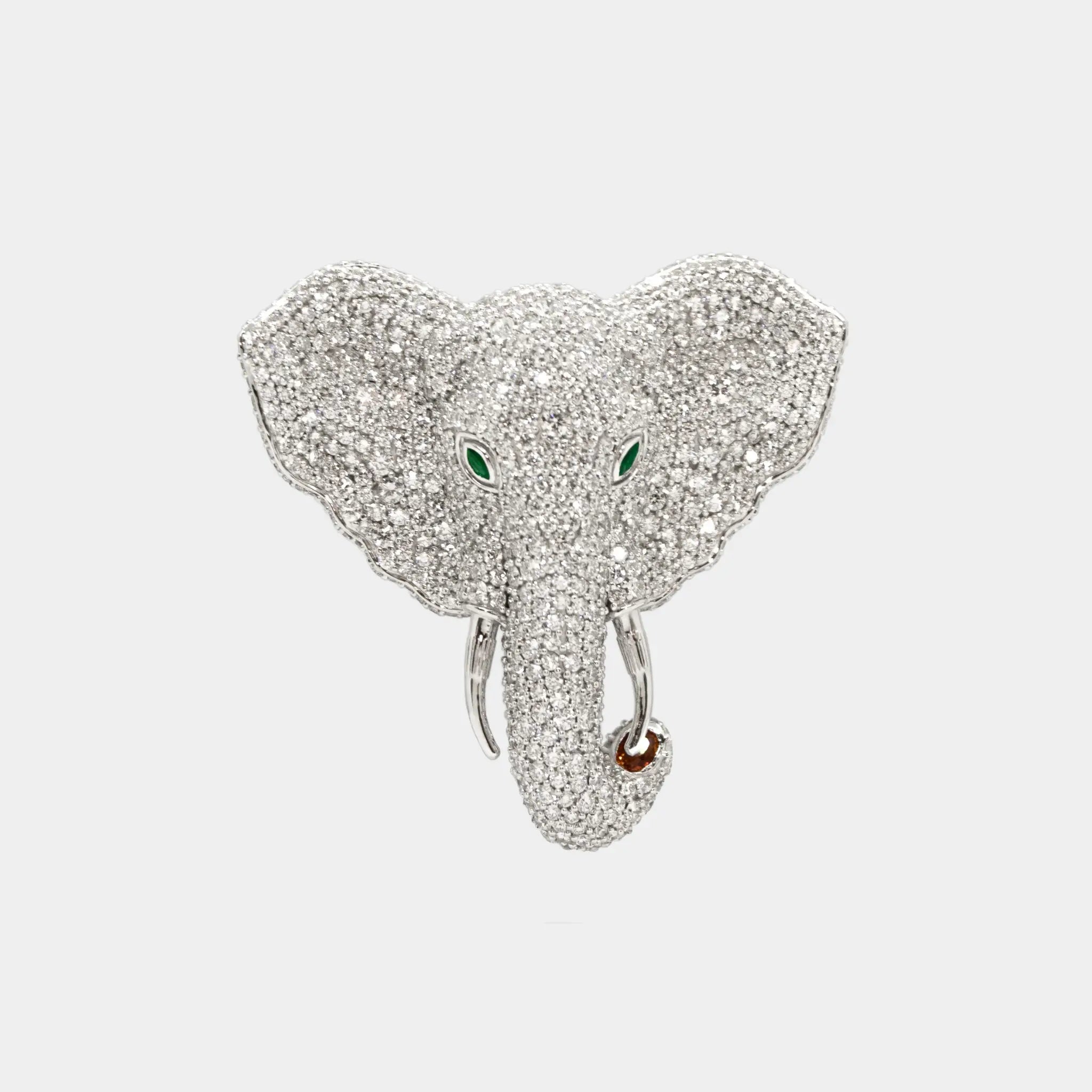 Ashna Mehta Elephant Head Customized Bag Bijoux, 14K White Gold, Front