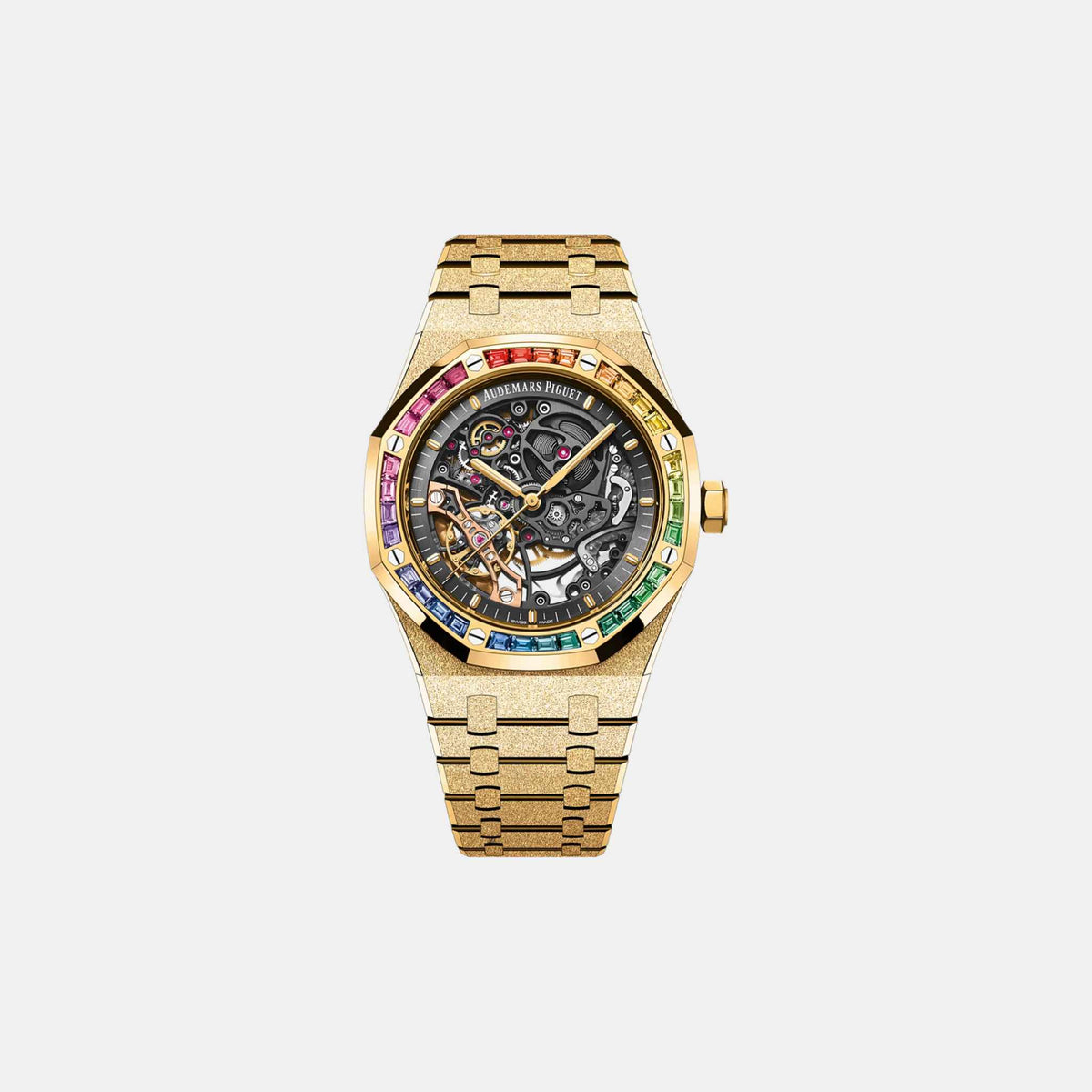 ساعة Audemars Piguet Royal Oak Yellow Gold Rainbow Gem-Set Bezel Ref. 15412BA.YG.1224BA.01