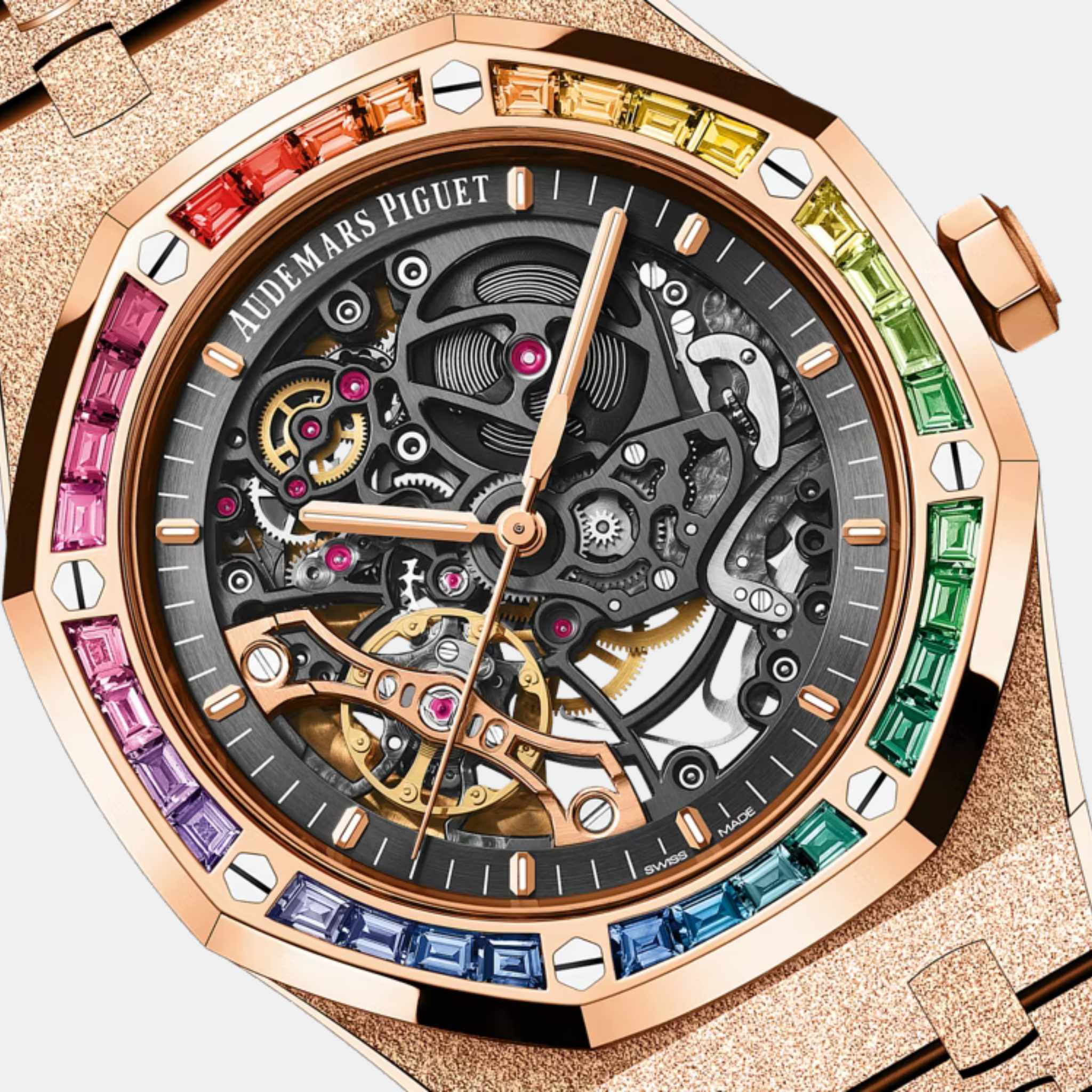 Audemars Piguet Royal Oak Frosted Gold Double Skeleton Balance Ref. 15412OR.YG.1224OR.01-B, Closeup