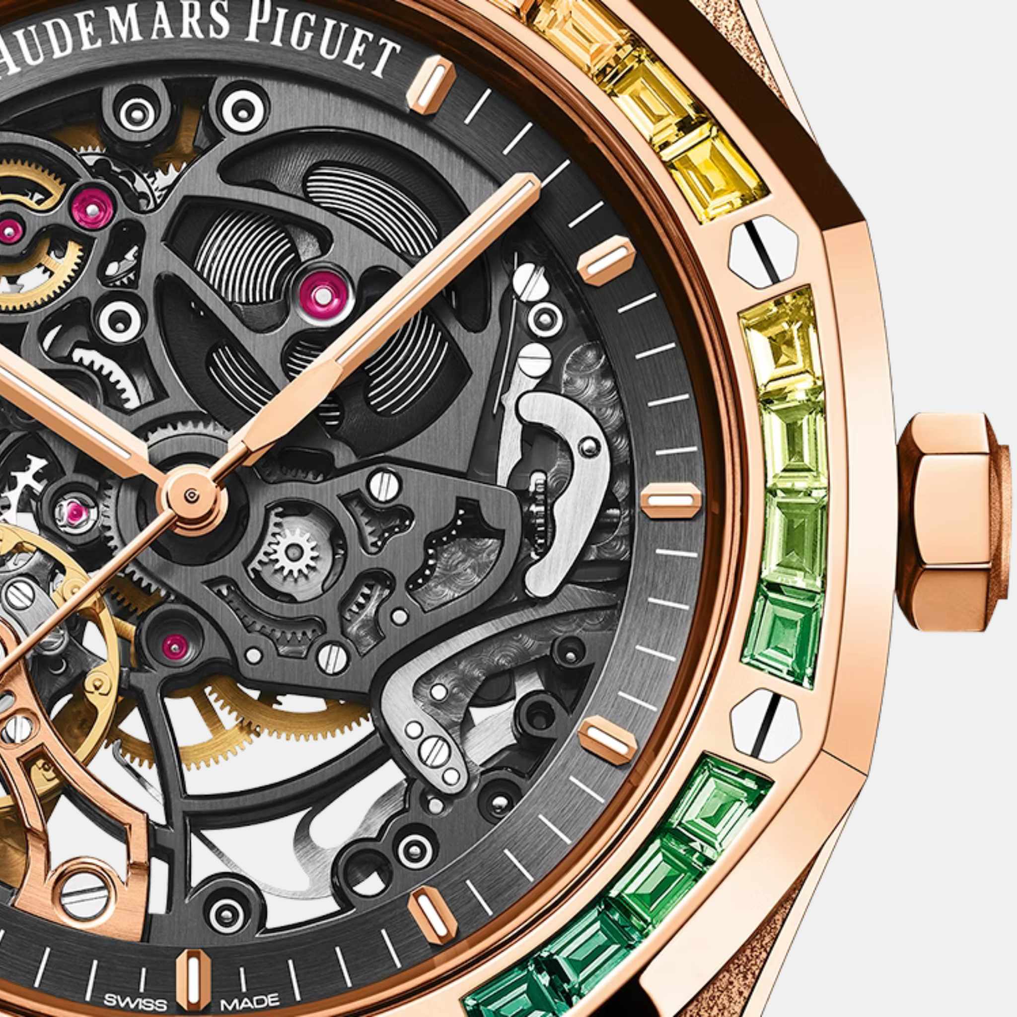 Audemars Piguet Royal Oak Frosted Gold Double Skeleton Balance Ref. 15412OR.YG.1224OR.01-B, Closeup