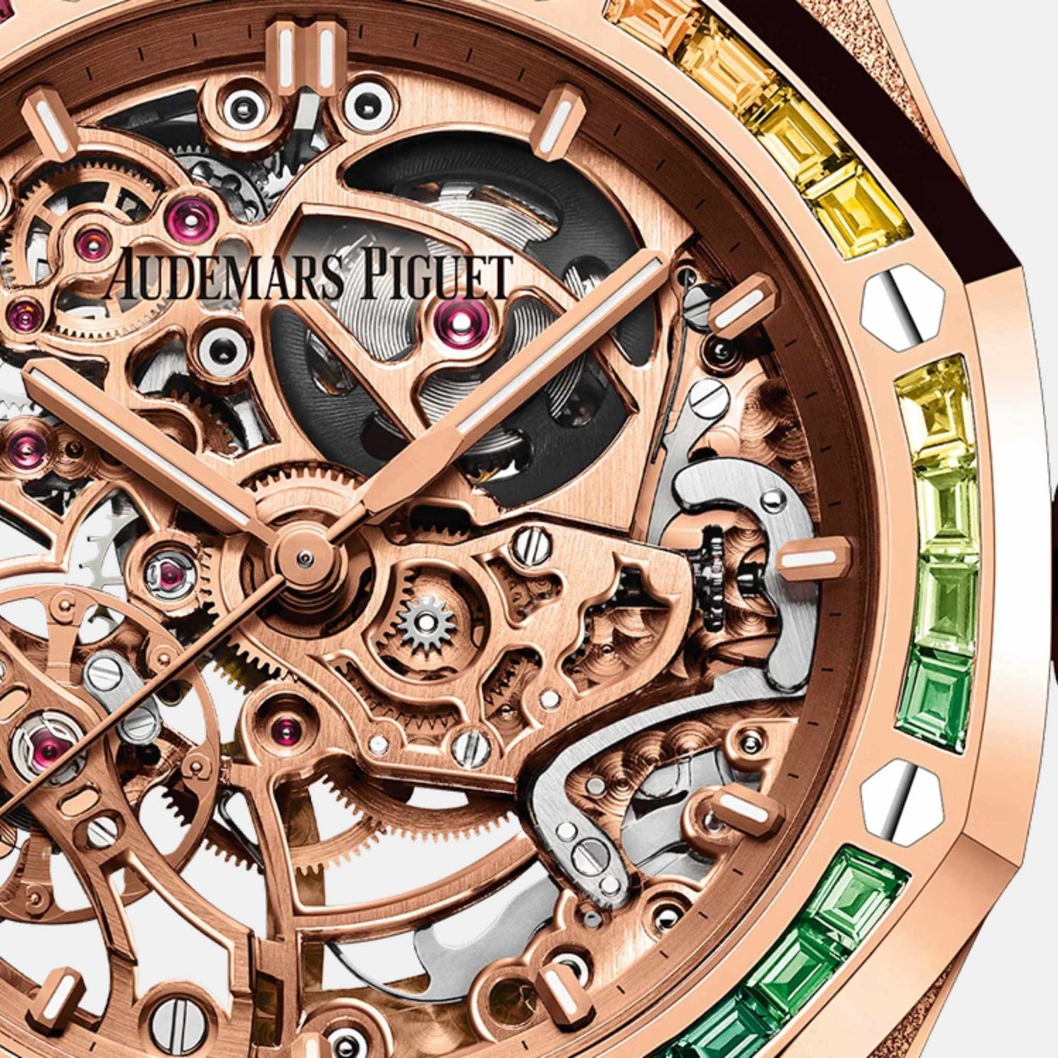 Audemars Piguet Royal Oak Frosted Gold Double Skeleton Balance Ref. 15468OR.YG.1259OR.01-B, Closeup