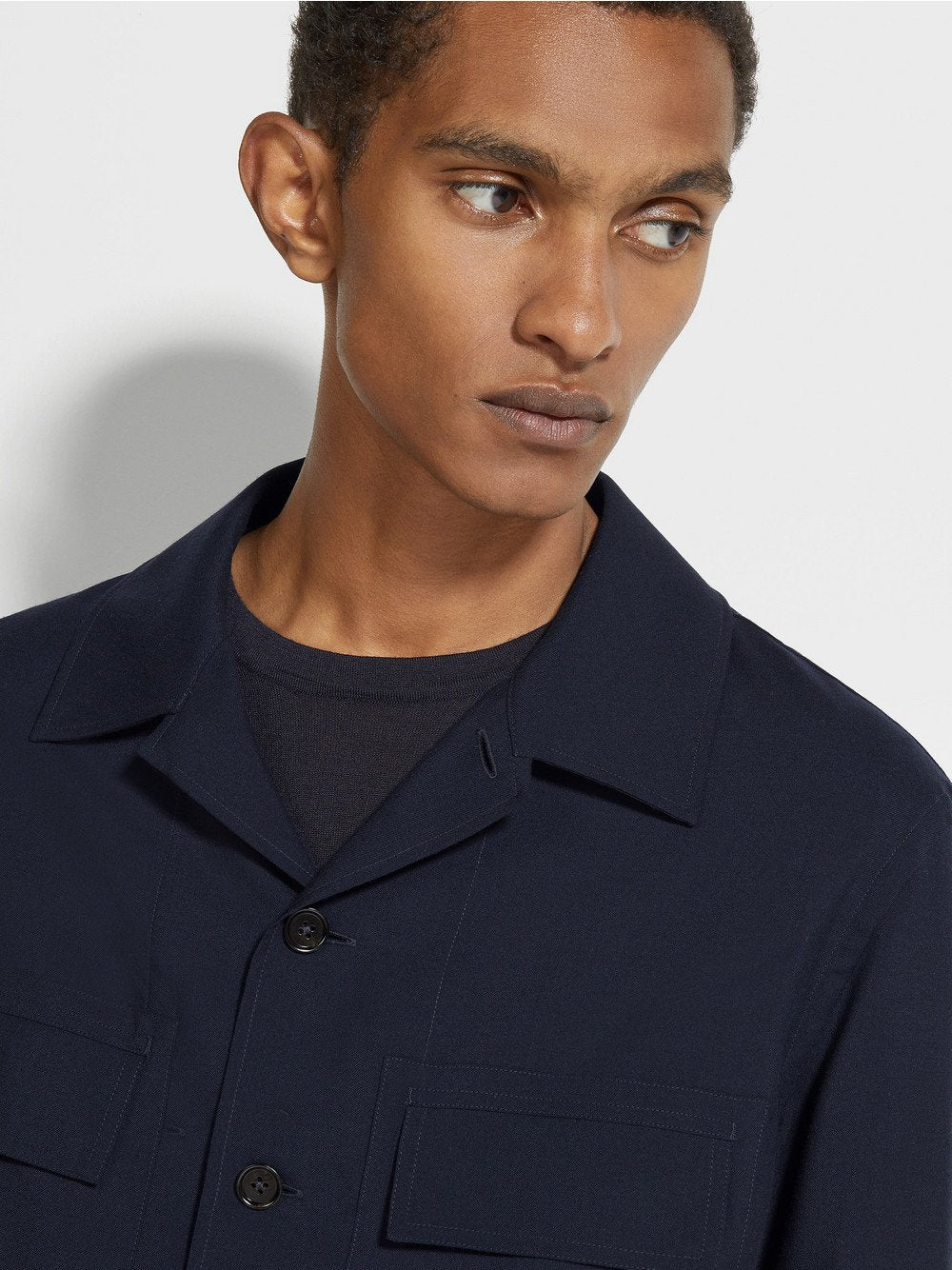 NAVY BLUE CASHMERE OVERSHIRT