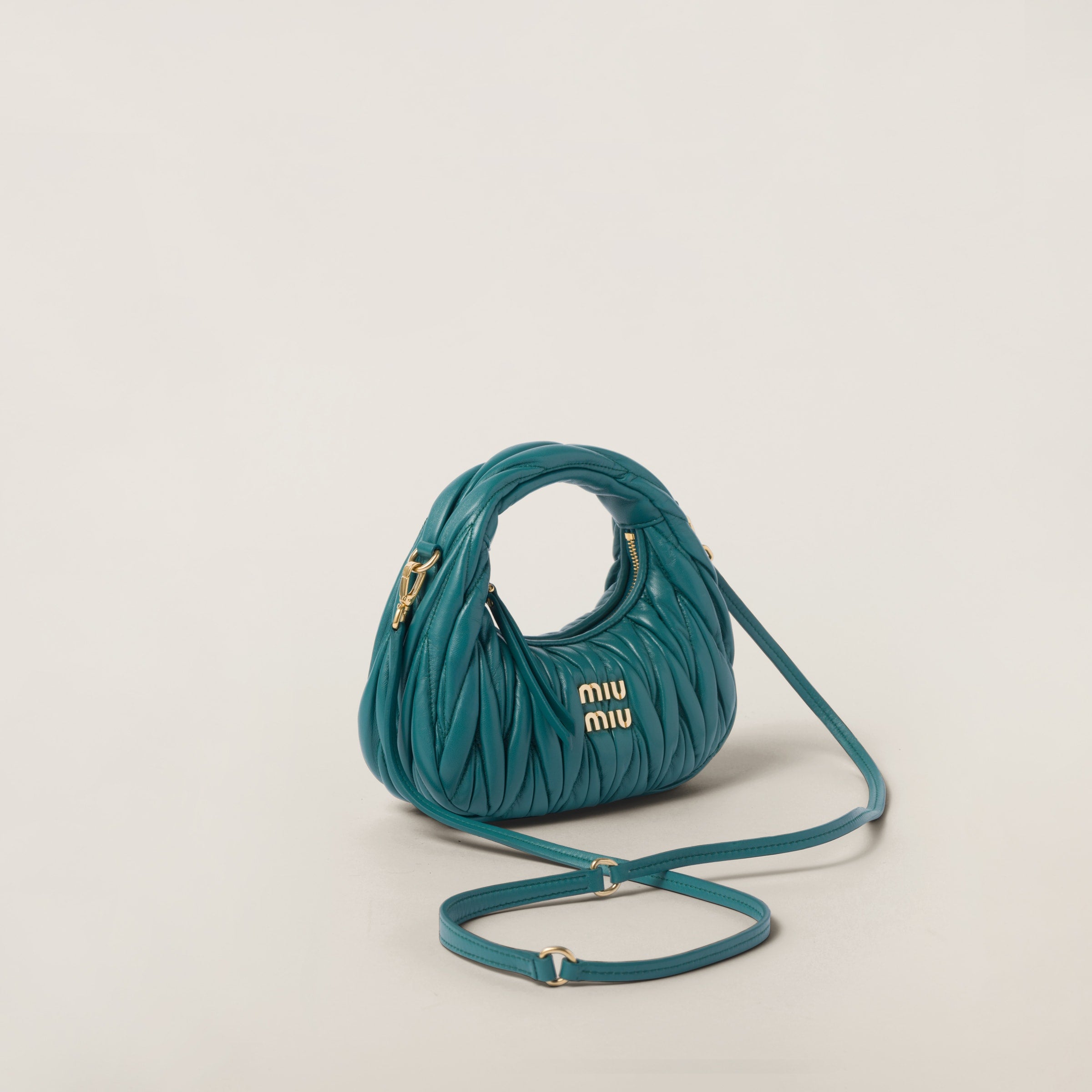 Wander matelassé nappa leather hobo mini-bag