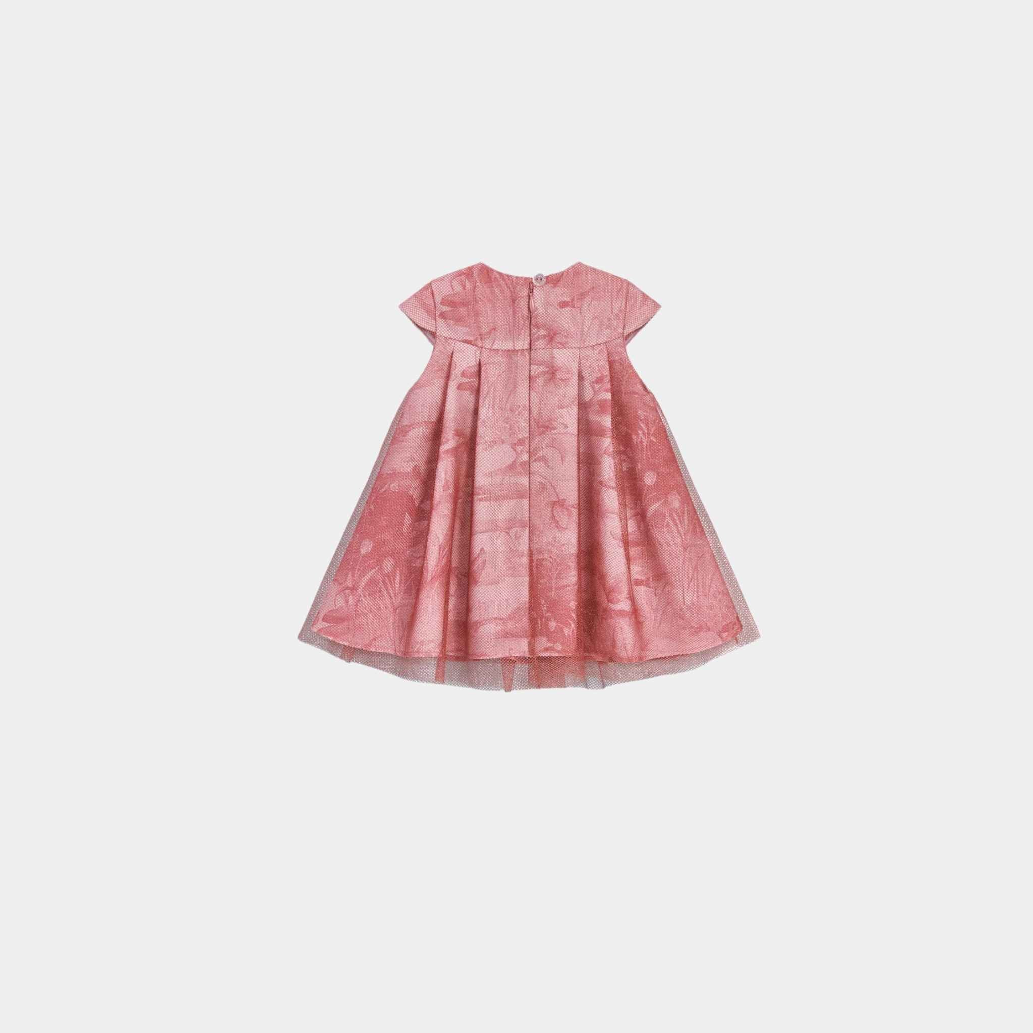 Dior Baby Flared Dress Antique Pink Crepe Manhattan Motif and Tulle, Back