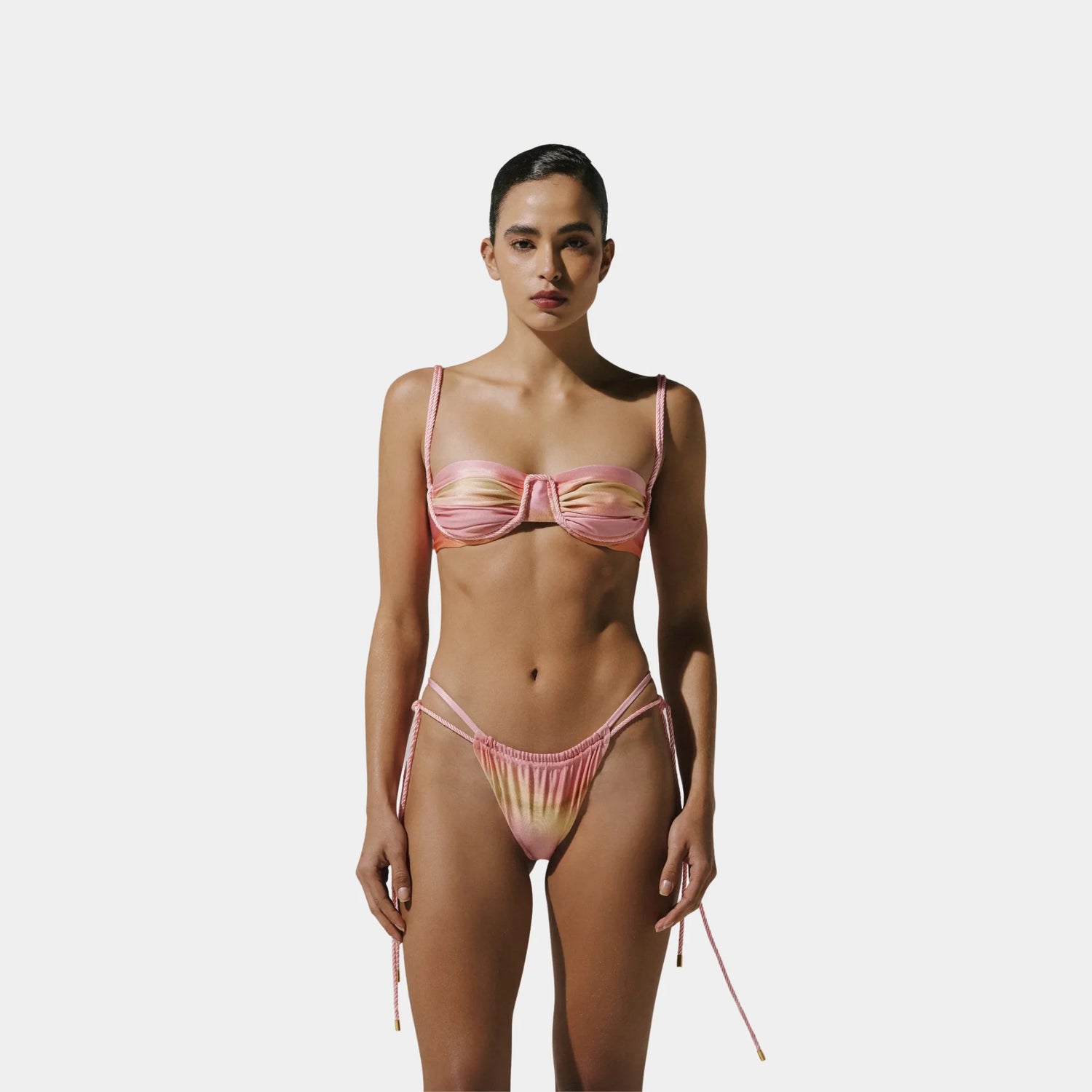 Baobab Lula Bikini Top, Coral Reef, Model, Front