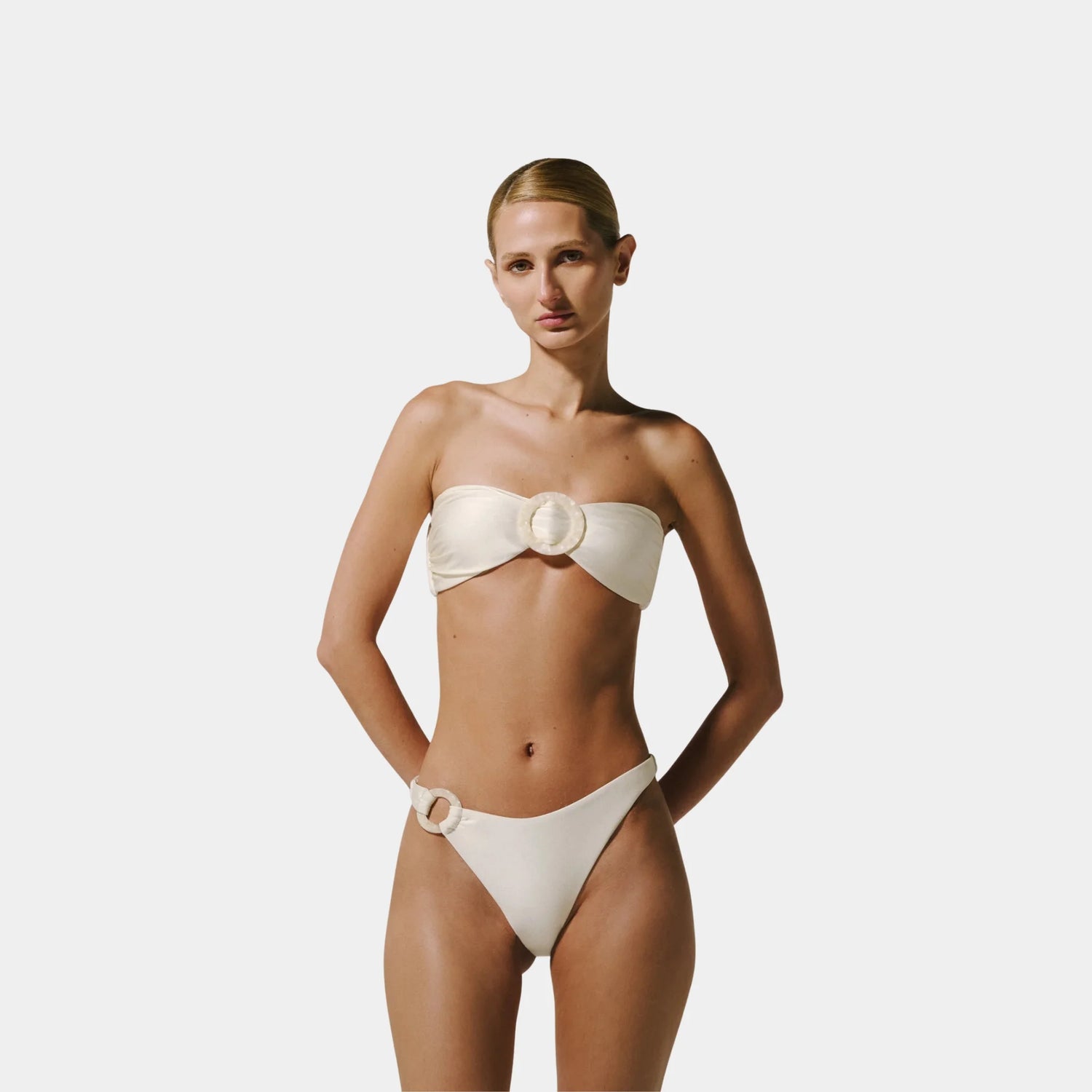 Baobab Nala Bikini Top, Ivory, Model
