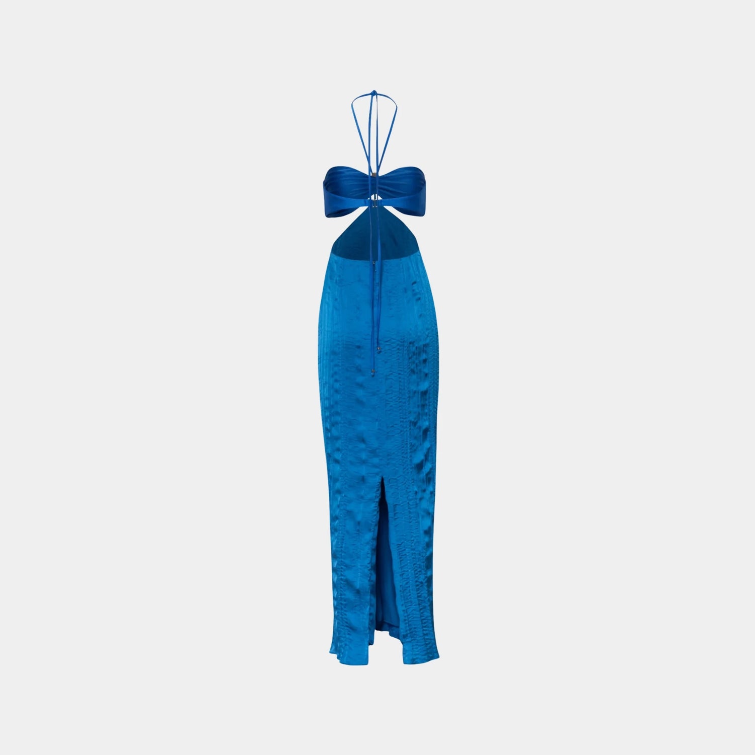 Baobab Riri Maxi Dress Blue in Lycra &amp; Satin, Back