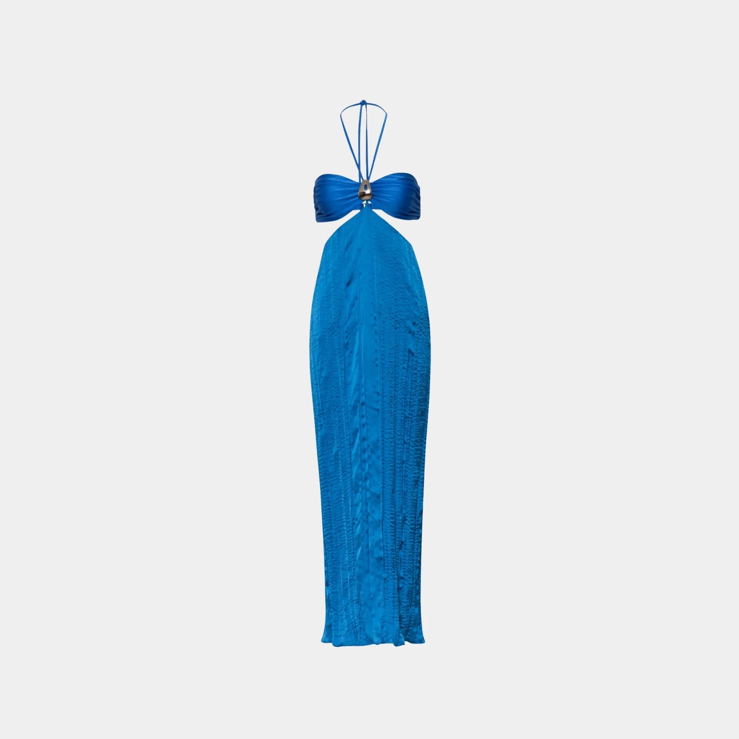 Baobab Riri Maxi Dress Blue in Lycra &amp; Satin, Front