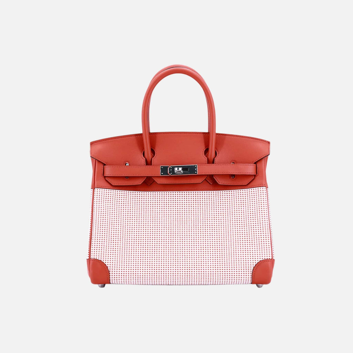 حقيبة Birkin 30 إصدار محدود Tri-Color من قماش Toile Quadrille وSwift مع حليات بلاديوم