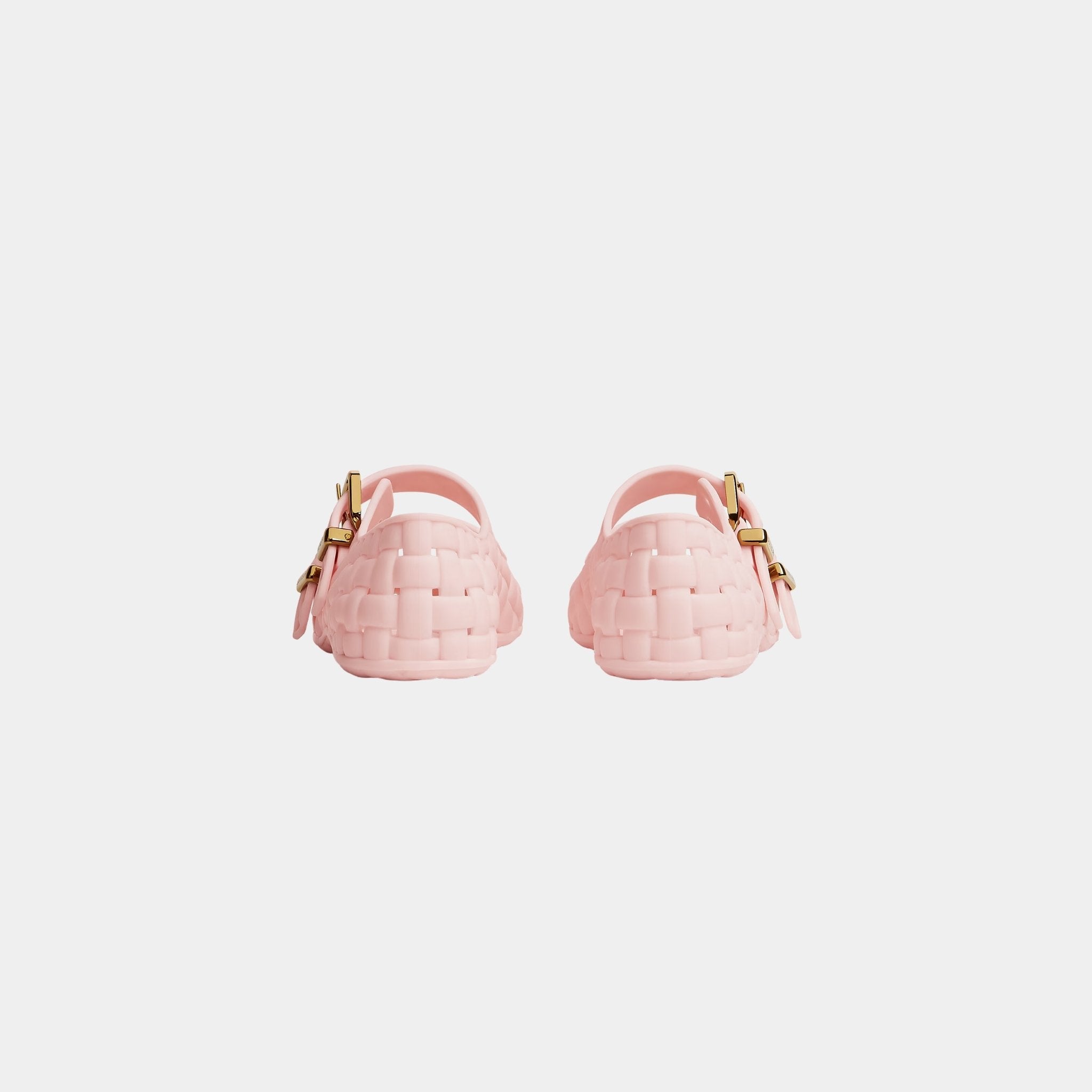 Bottega Veneta Amy Mary-Jane Ballerina Rubber with Inteccio Pattern, Rose, Back