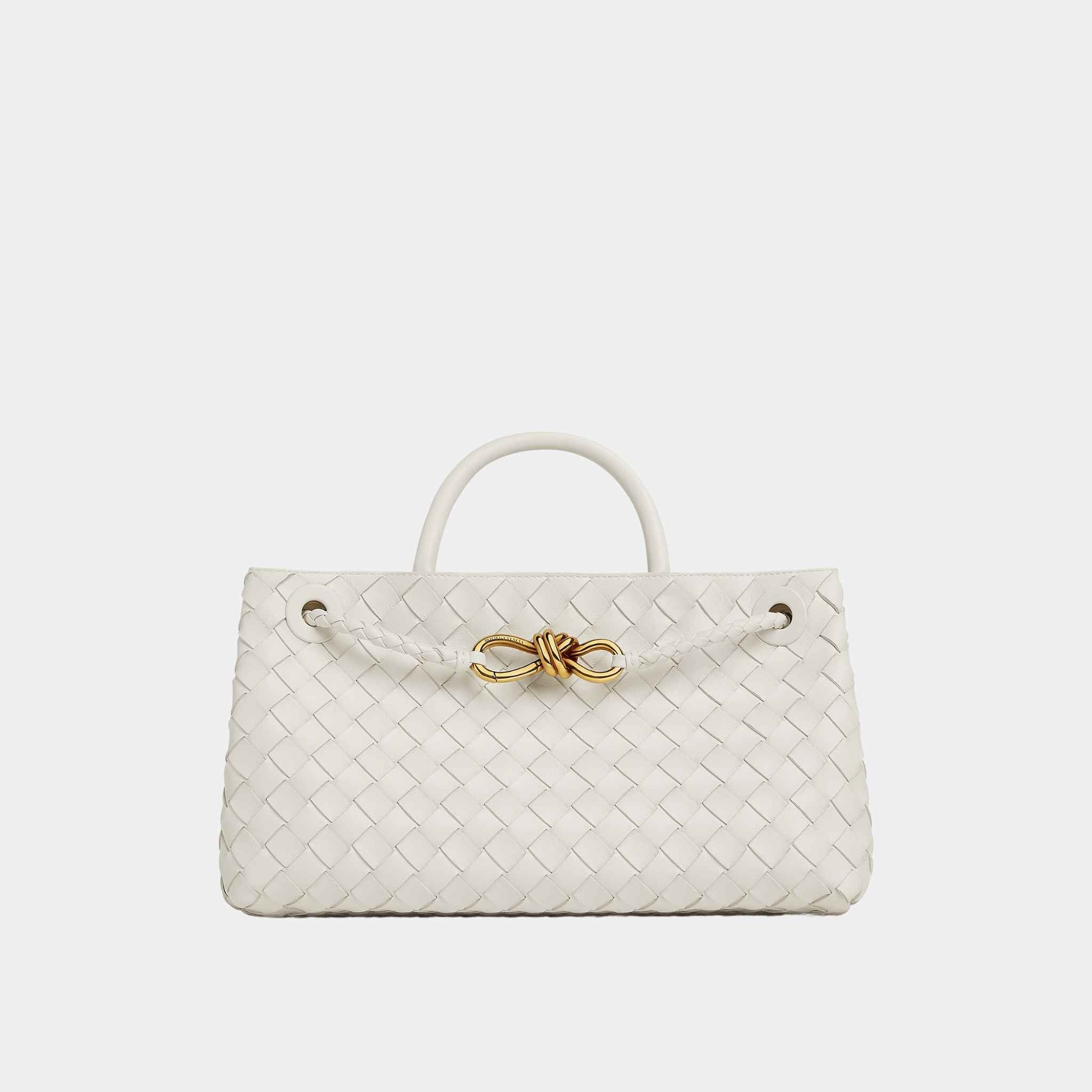 Bottega Veneta Andiamo East-West Handbag, White, Front View