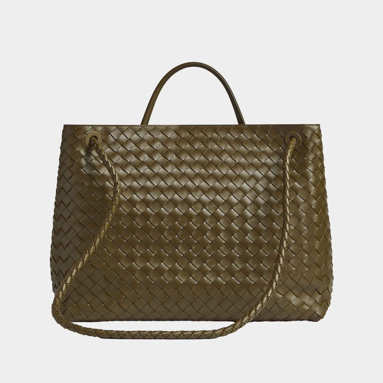 Bottega Veneta Andiamo Grand Format Handbag, Mud, Back View