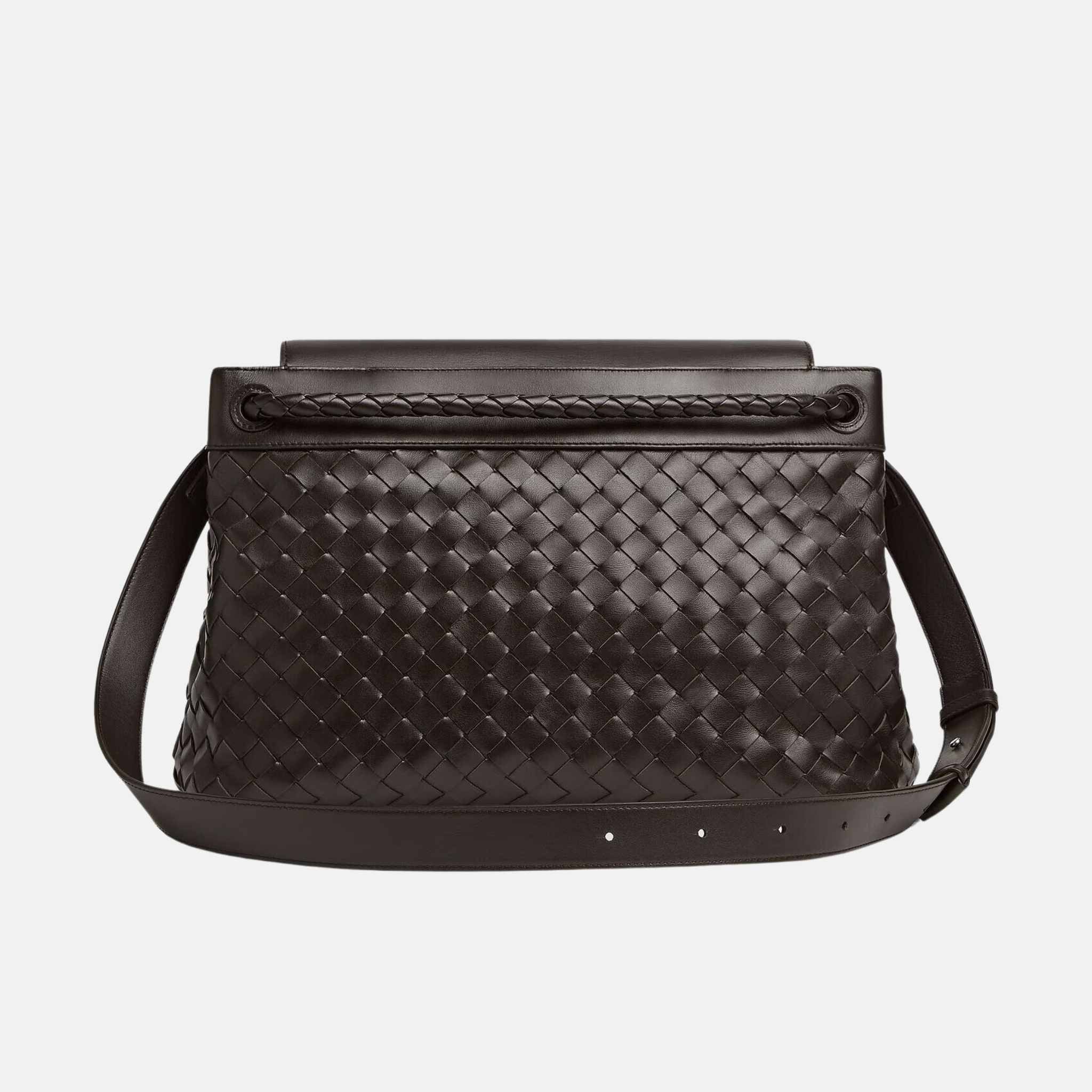 Bottega Veneta Andiamo Messenger Bag In Intrecciato Leather, Fondant, Back