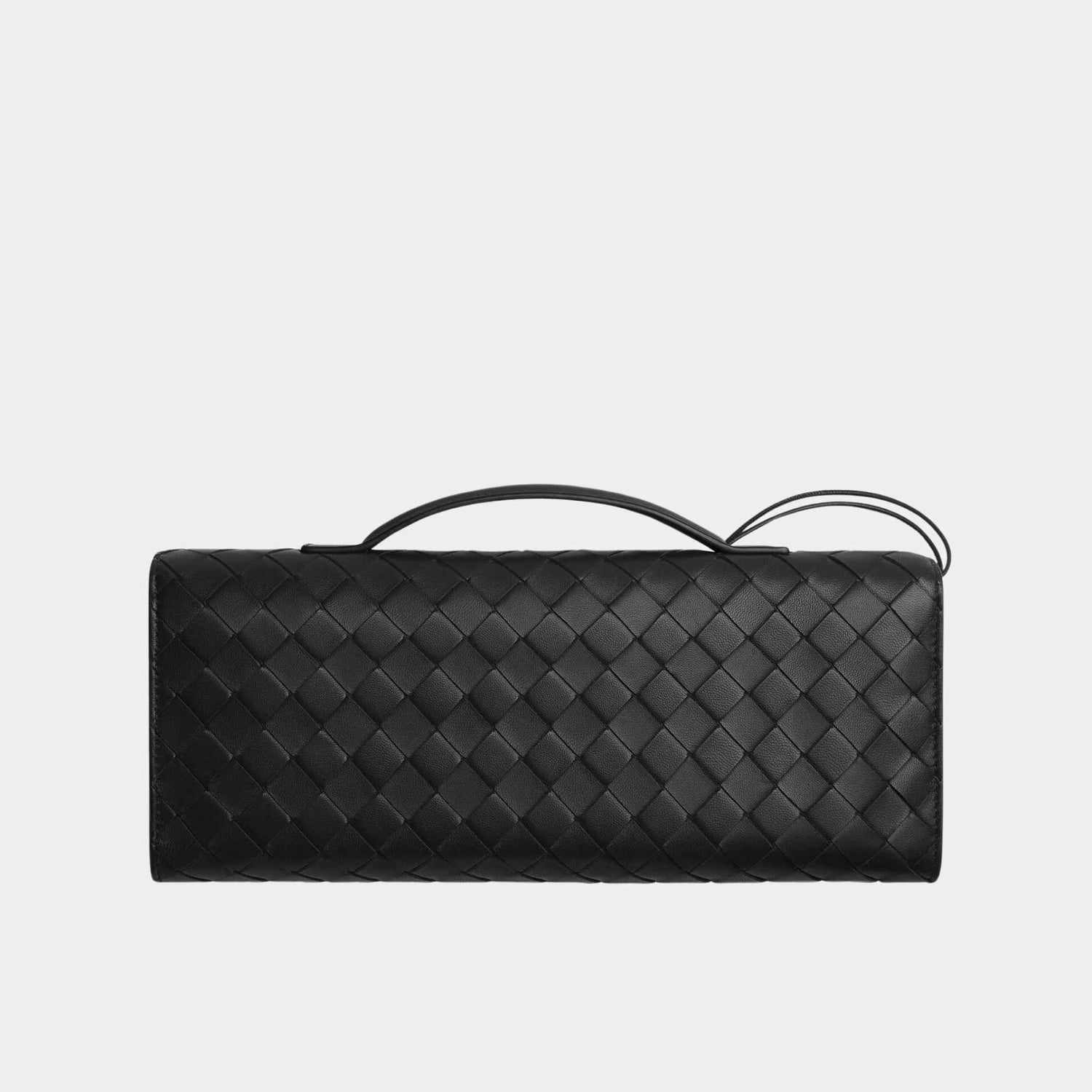 Bottega Veneta Andiamo Top Handle Clutch Intrecciato Leather, Black, Back