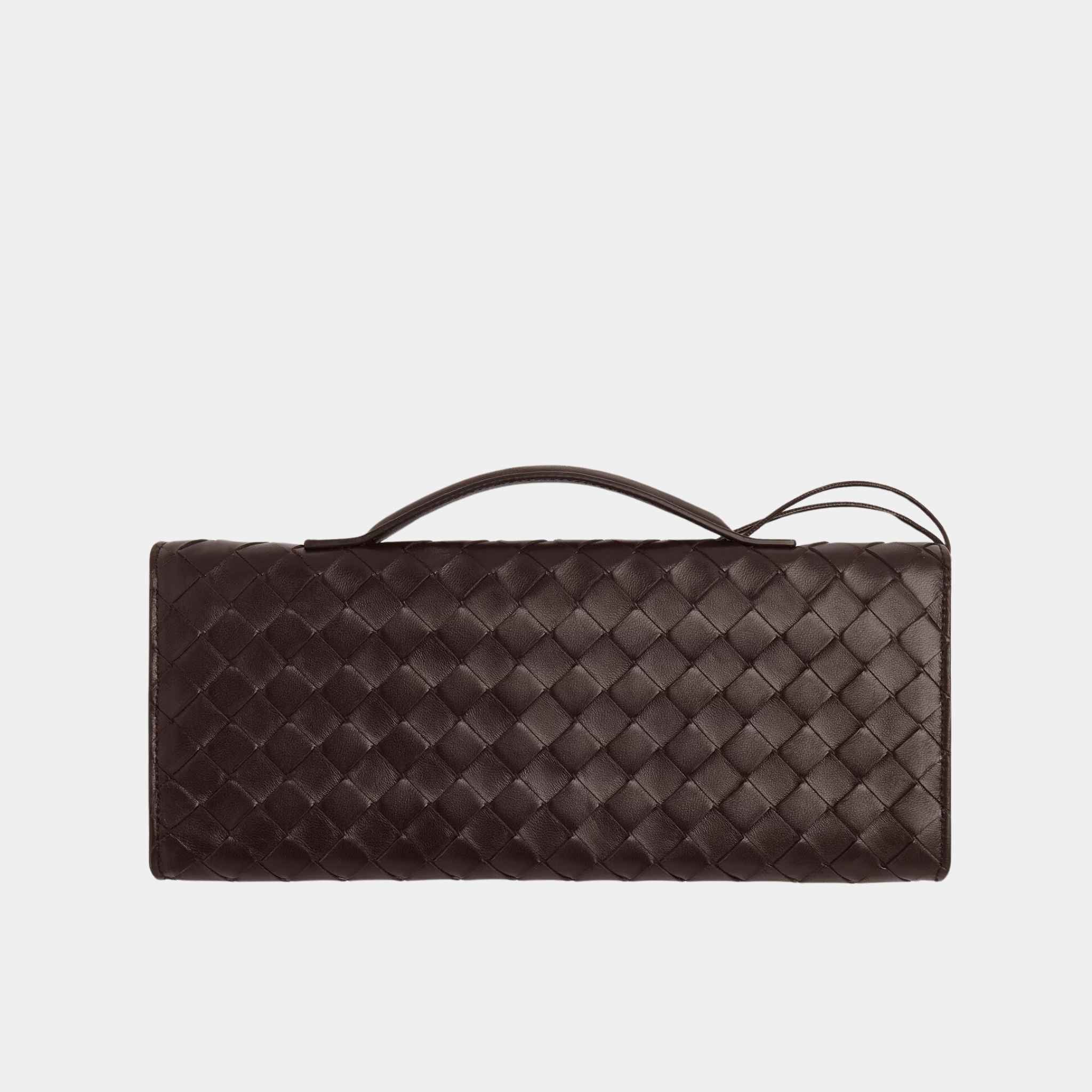 Bottega Veneta Andiamo Top Handle Clutch Intrecciato Leather, Fondant, Back