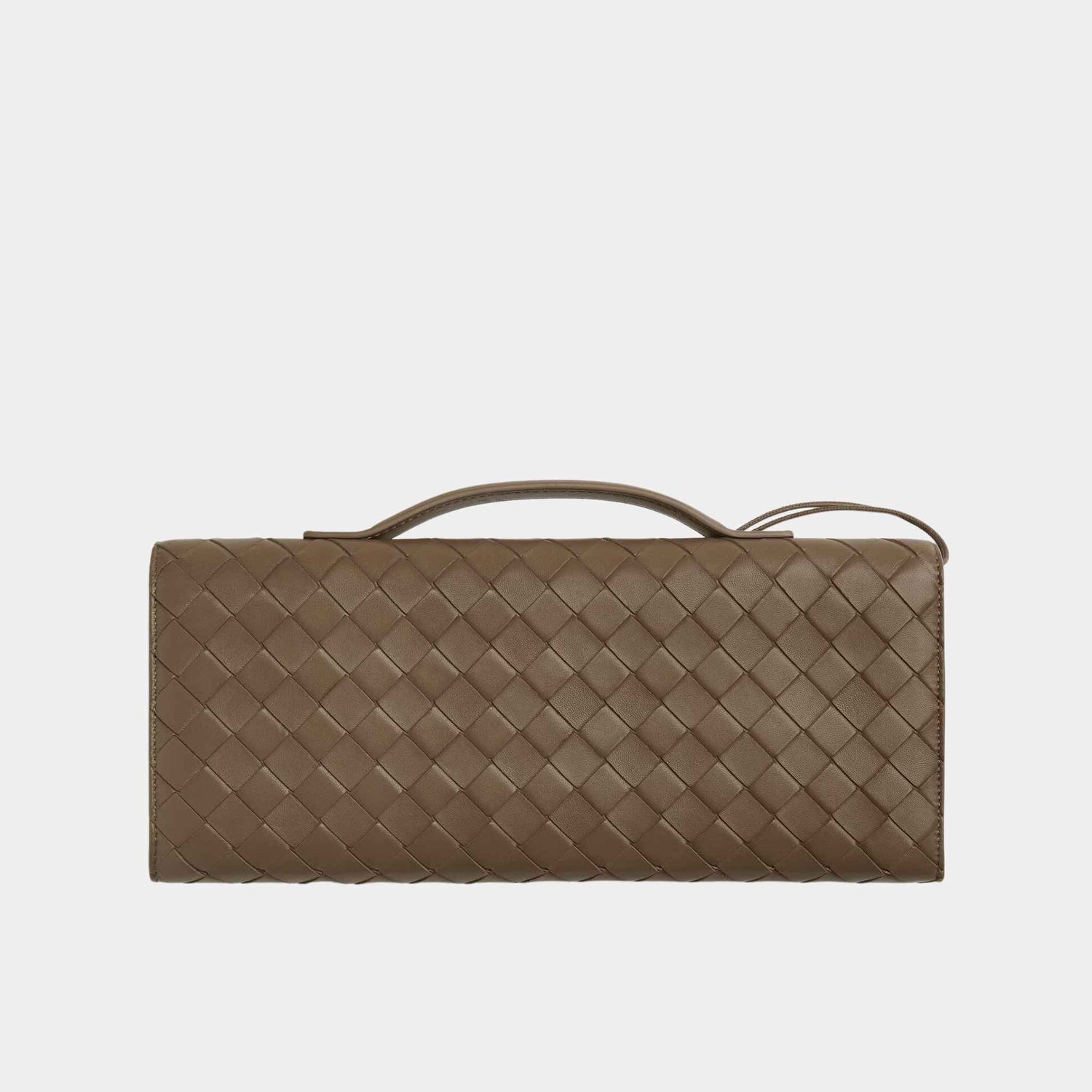 Bottega Veneta Andiamo Top Handle Clutch Intrecciato Leather, Pinecone, Back