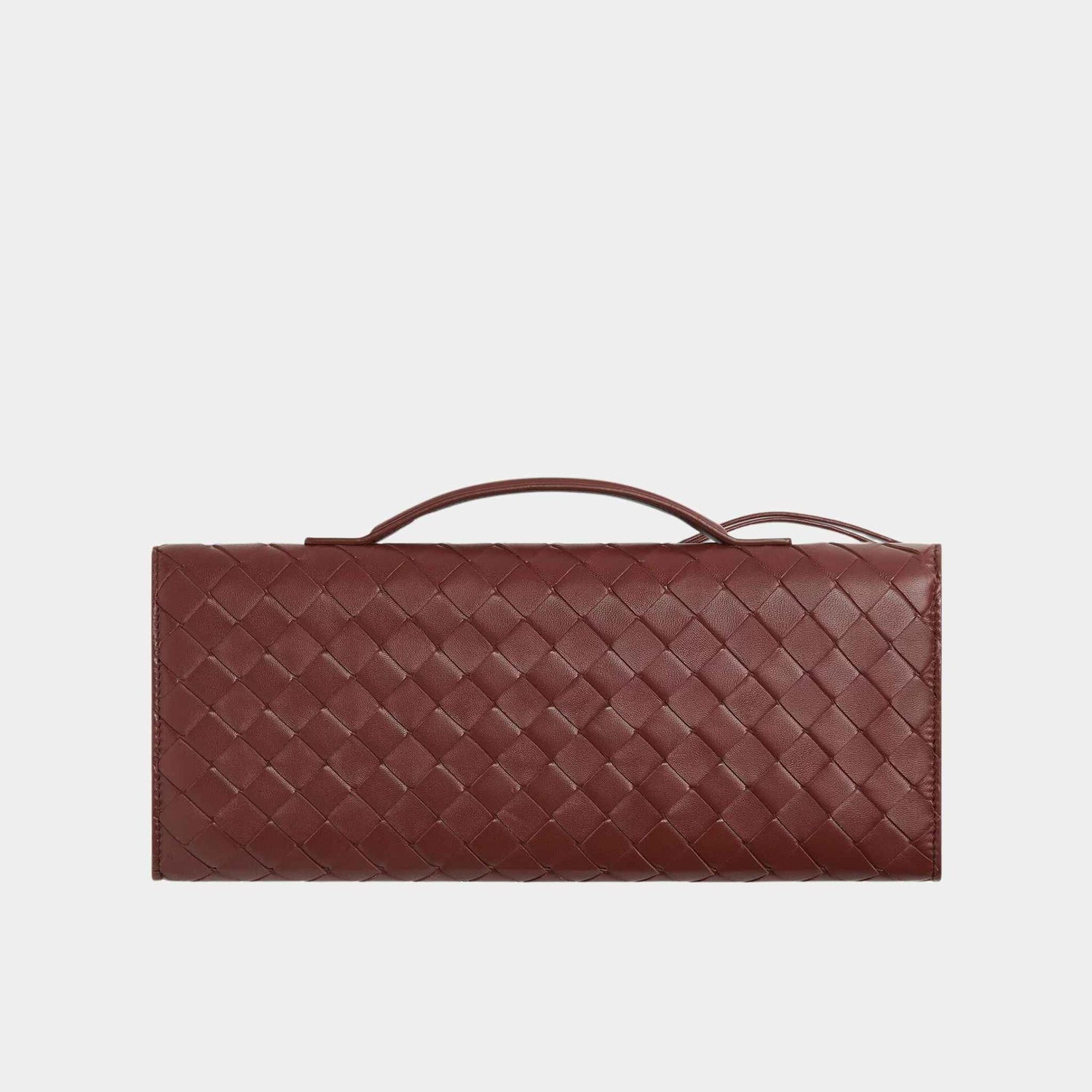 Bottega Veneta Andiamo Top Handle Clutch Intrecciato Leather, Sapele, Back