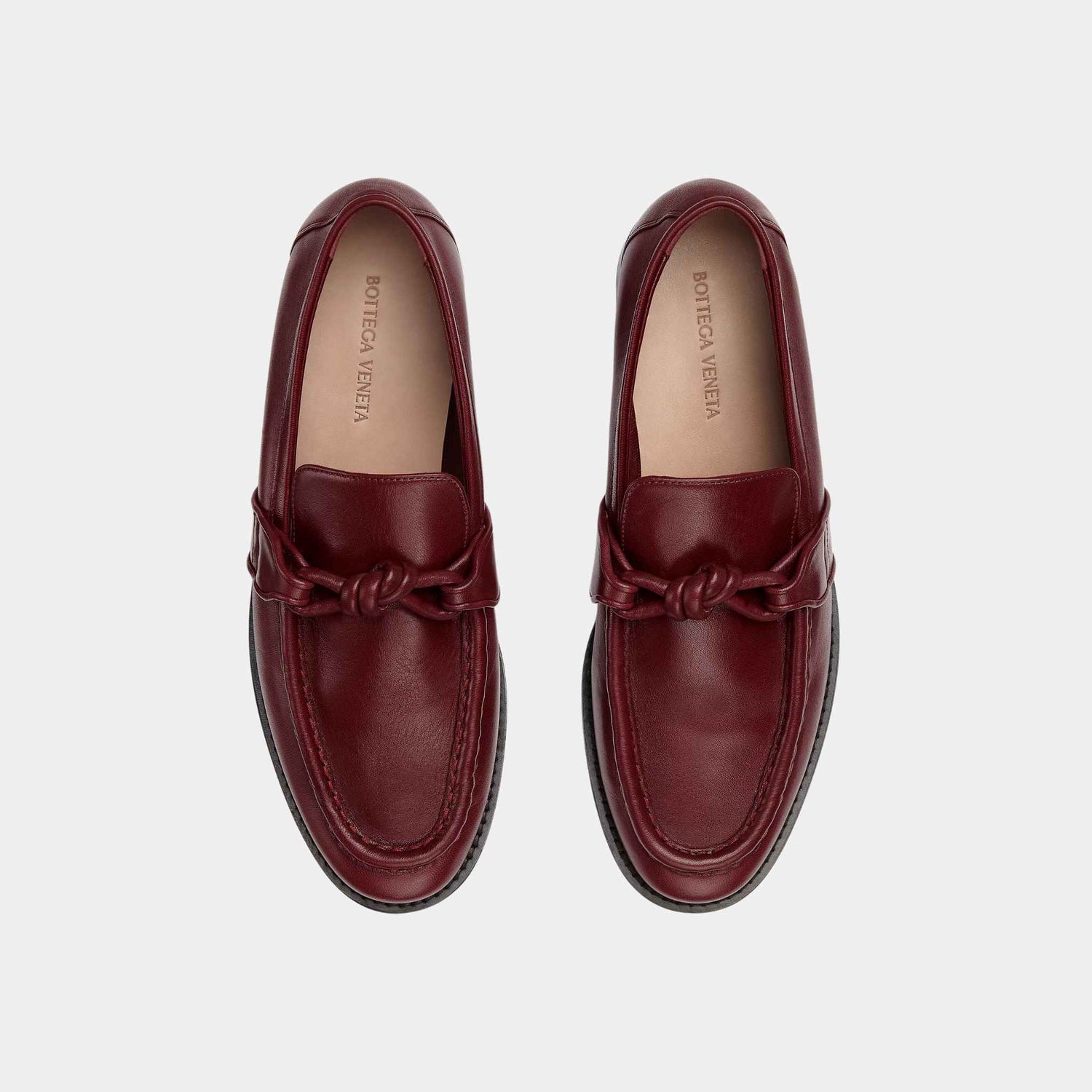 Bottega Veneta Astaire Loafer Calfskin Signature Knot Detail Women, Merlot, Top