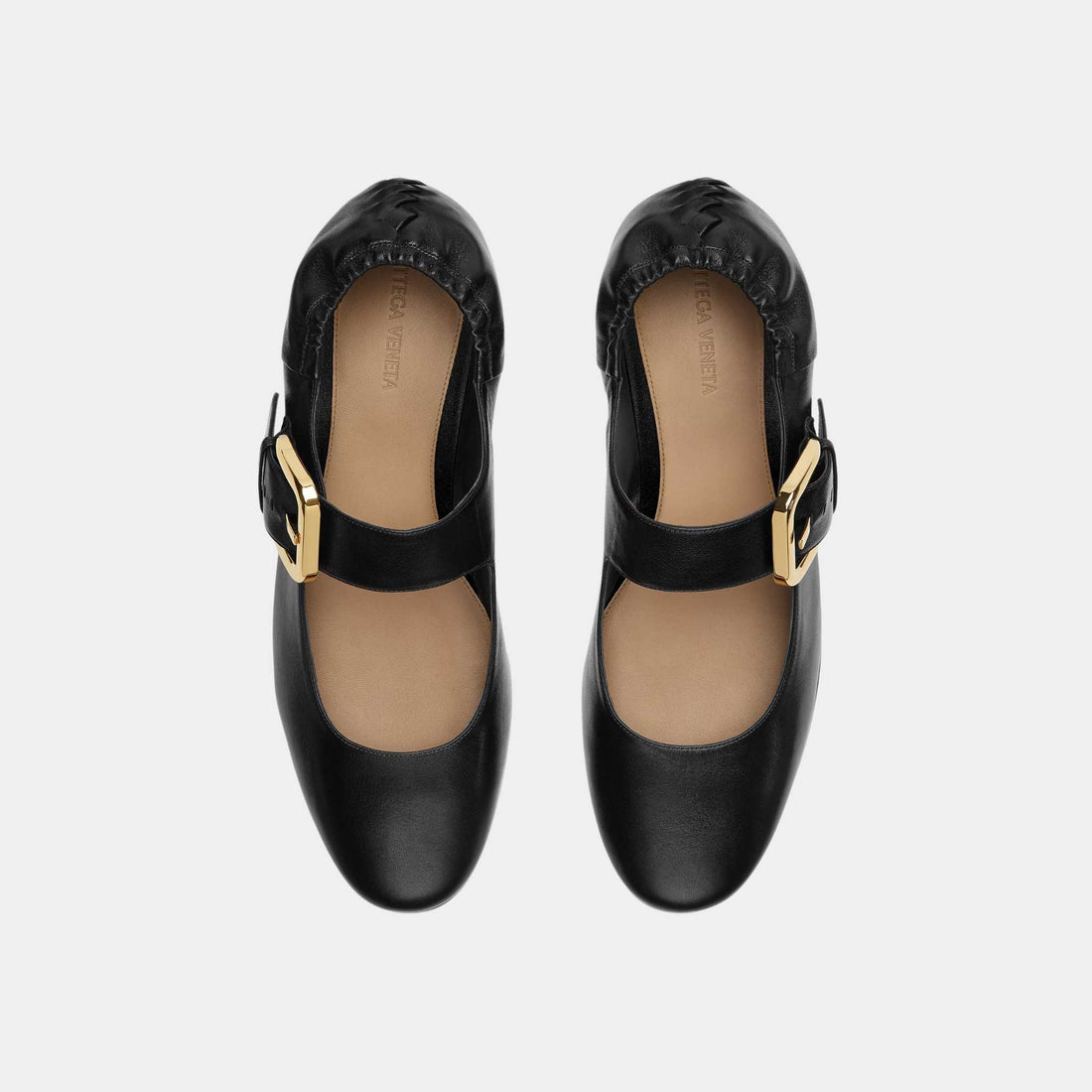 Bottega Veneta Astaire Mary-Jane باليرينا من جلد العجل، أسود، من الأعلى