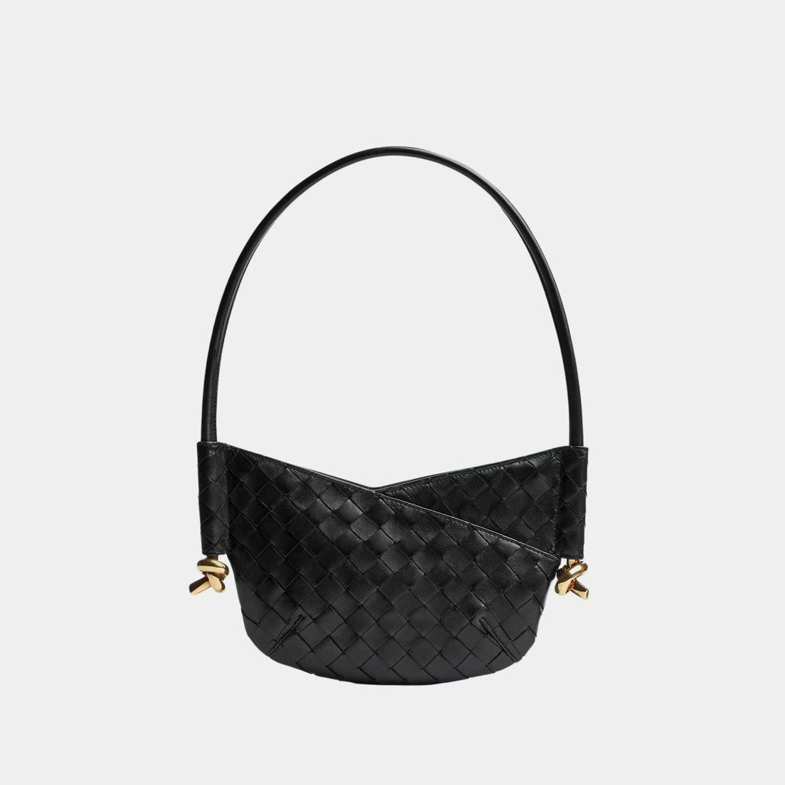 Bottega Veneta Baby Solstice Intrecciato Leather Bag, Black, Front