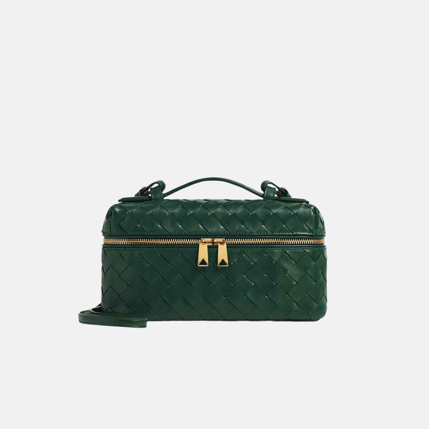 Bottega Veneta Bang Bang Vanity Case Intrecciato Leather, Front, Emerald Green