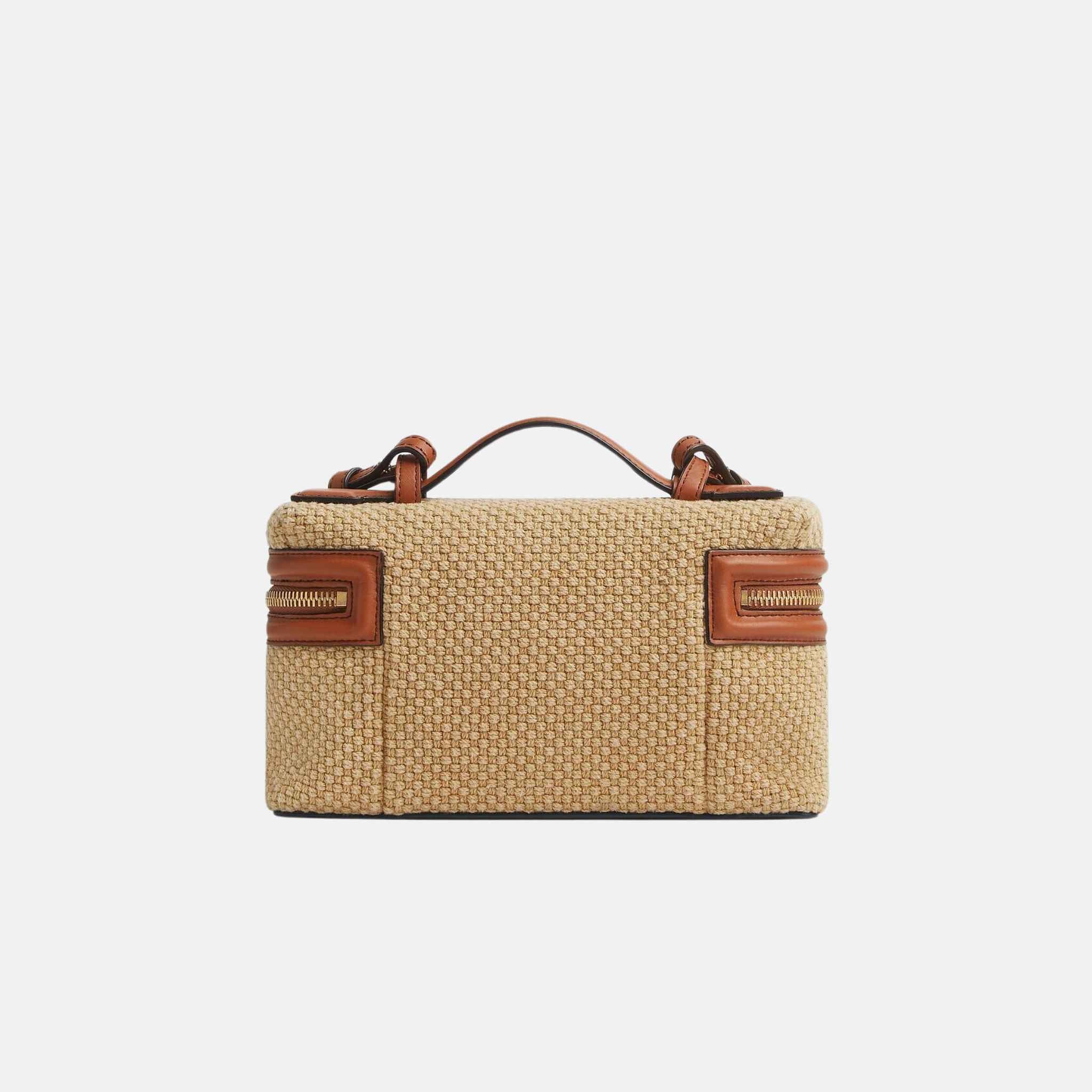 Bottega Veneta Bang Bang Vanity Case Jute And Leather, Cane Sugar-Light Wood-Fondant, Back