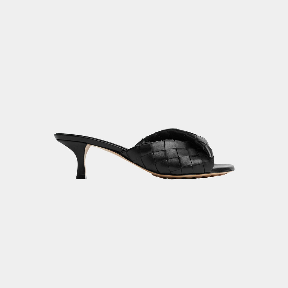 Bottega Veneta Blink Mule with Folded Detail in Intrecciato Leather, Black, Side