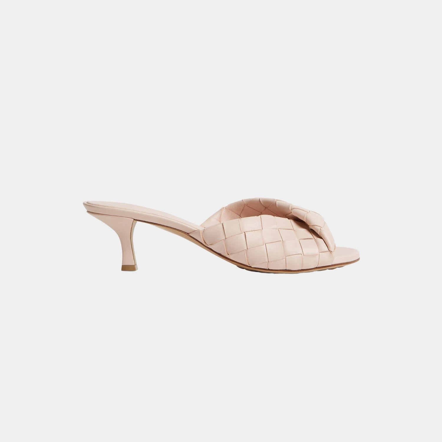 Bottega Veneta Blink Mule with Folded Detail in Intrecciato Leather, Cameo, Side