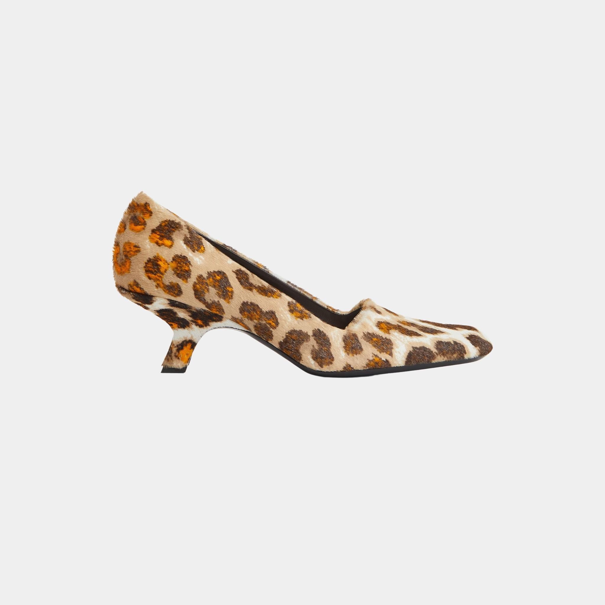 Bottega Veneta Boogie Kitten Heel Pump Calf Hair Jaguar Print, Side