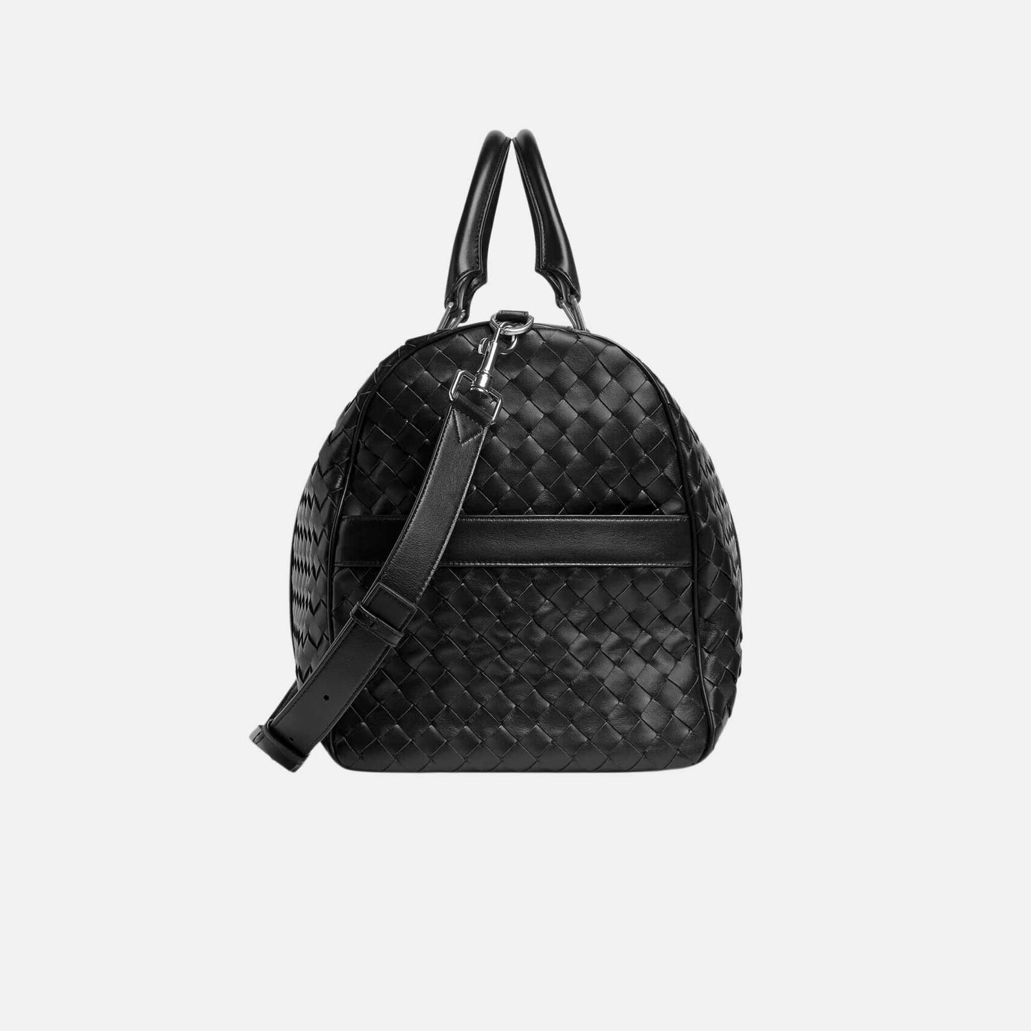 Bottega Veneta Cabin Duffle Bag In Intrecciato Leather, Black, Side