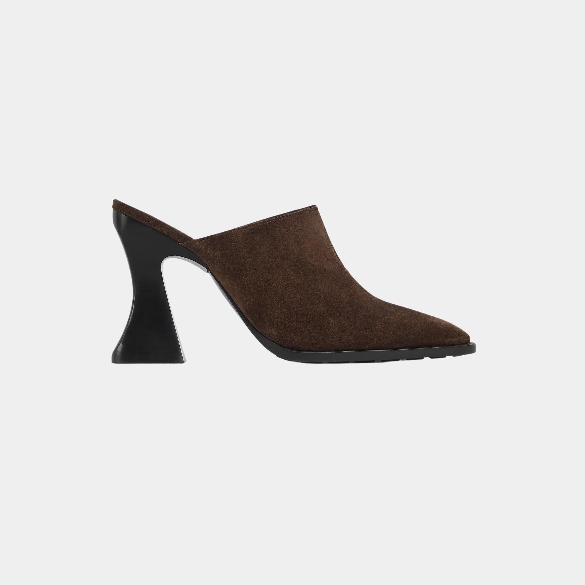 Bottega Veneta Cha-Cha Suede Mule Pump with Sculptural Heel, Fondant, Side