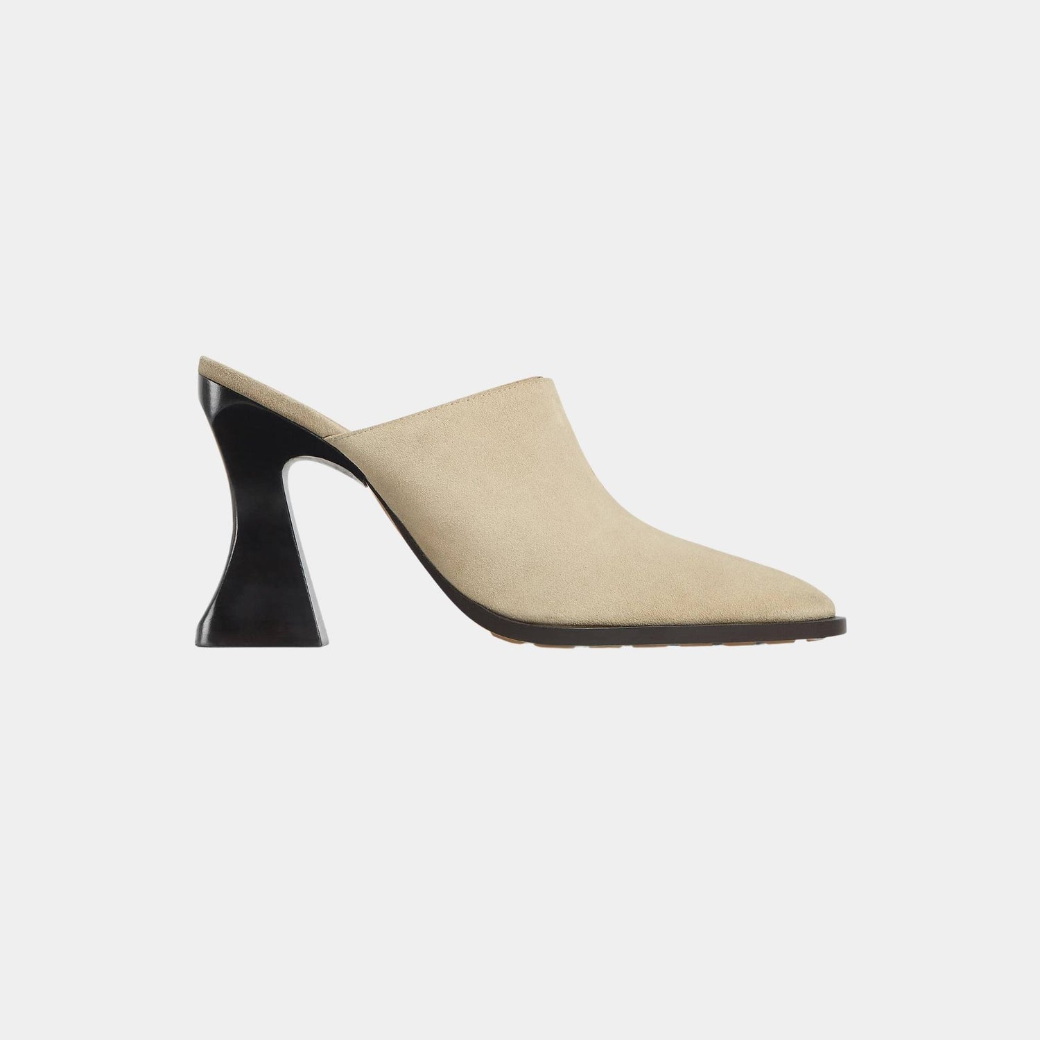 Bottega Veneta Cha-Cha Suede Mule Pump with Sculptural Heel, Light Butterscotch, Side