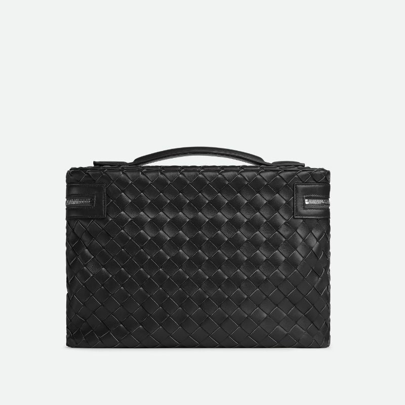 Bottega Veneta Classic Braided Document Holder Bag, Black Color, Back View