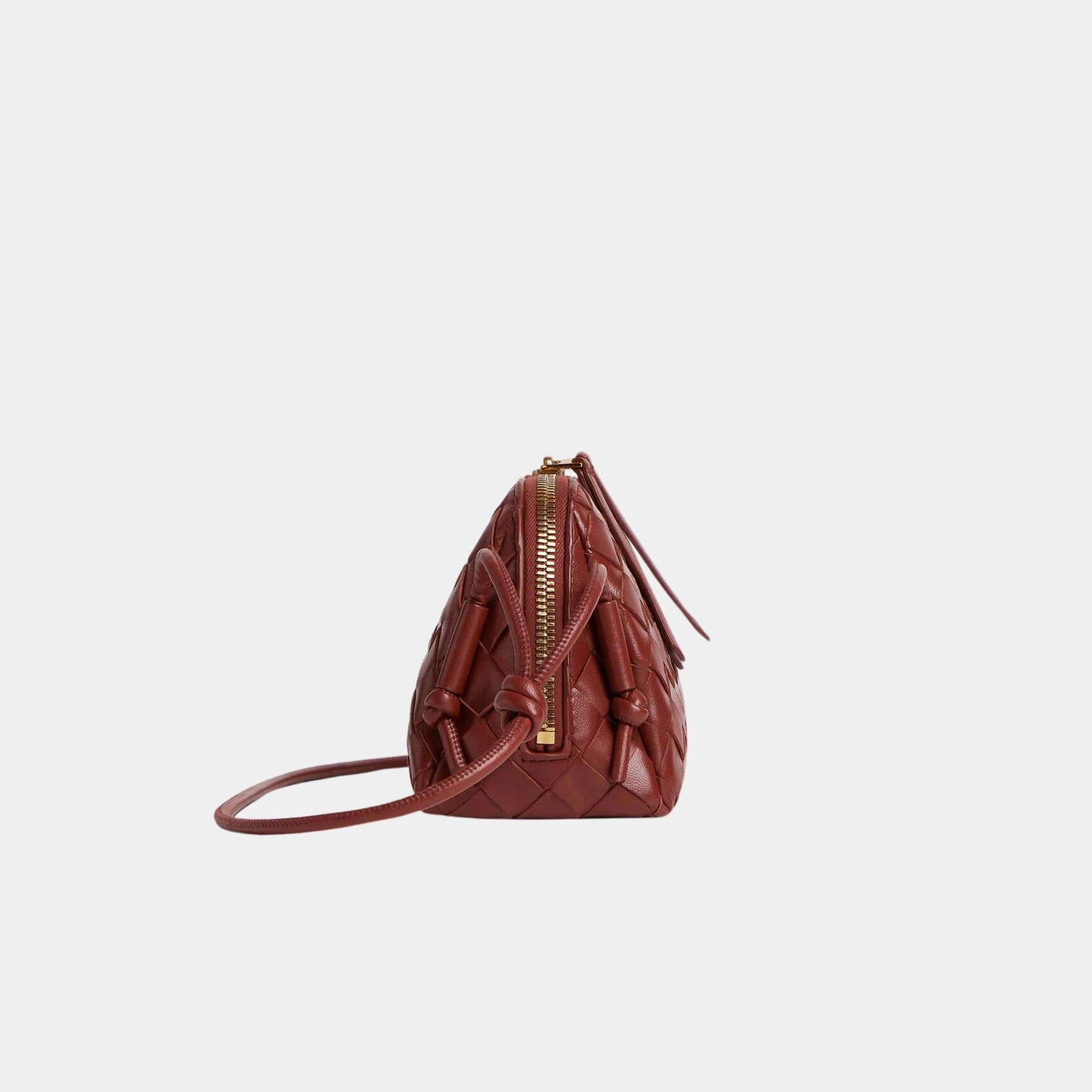 Bottega Veneta Concert Intrecciato Nappa Leather Pouch, Sapele, Side