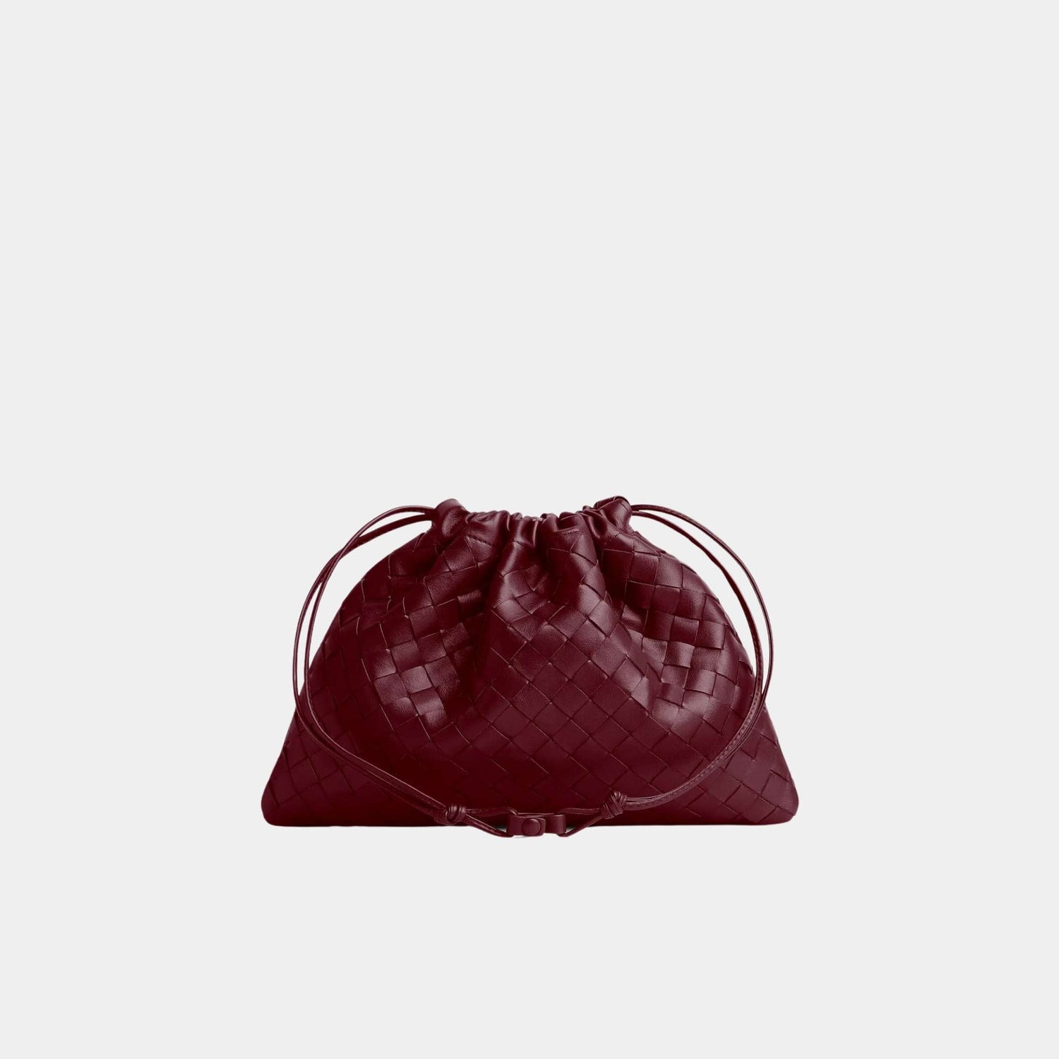 Bottega Veneta Dustbag Intrecciato Calf Leather With Loop Attachment, Barolo, Back