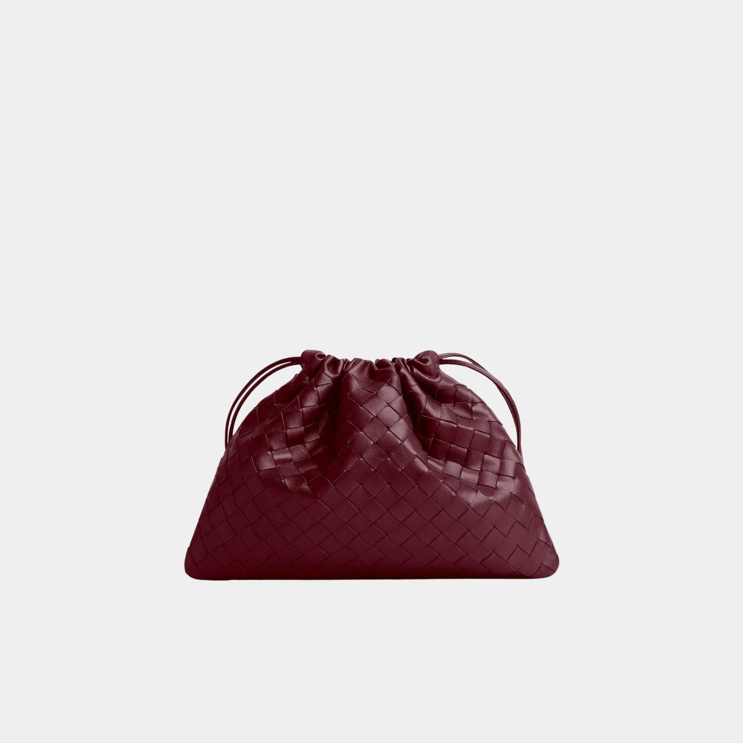 Bottega Veneta Dustbag Intrecciato Calf Leather With Loop Attachment, Barolo, Front