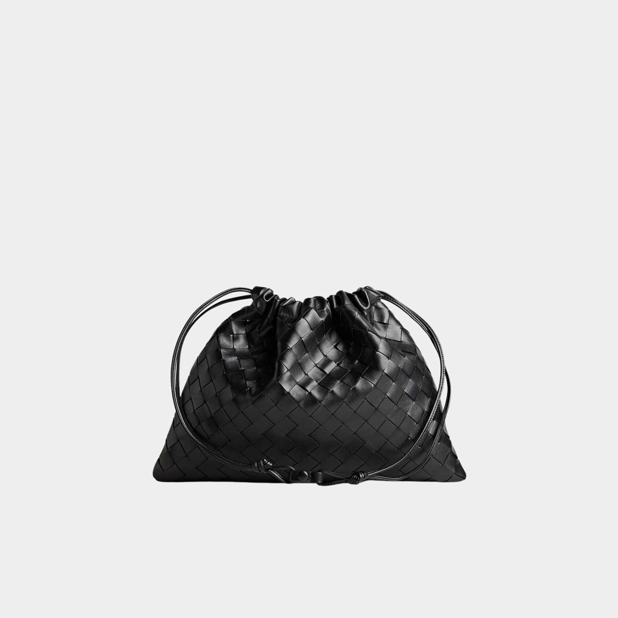 Bottega Veneta Dustbag Intrecciato Calf Leather With Loop Attachment, Black, Back