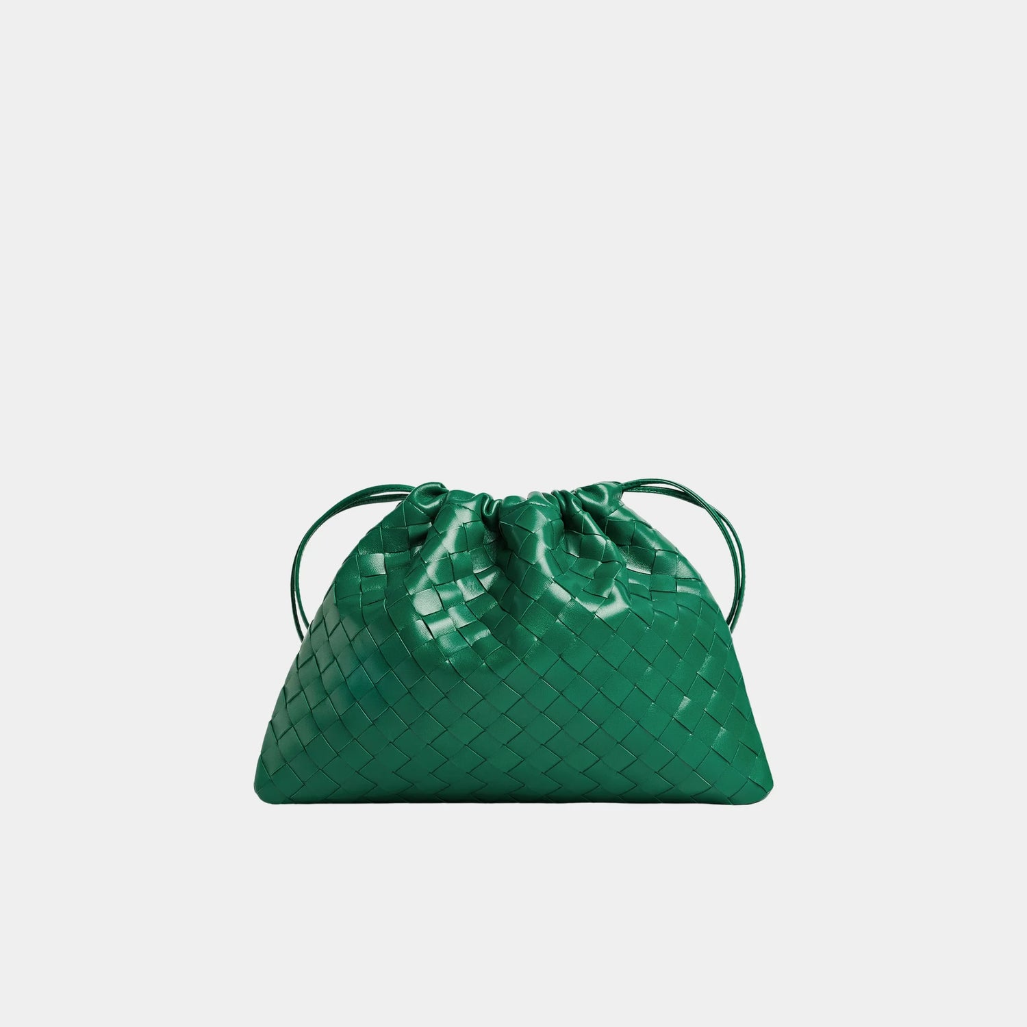 Bottega Veneta Dustbag Intrecciato Calf Leather With Loop Attachment, Jungle, Front