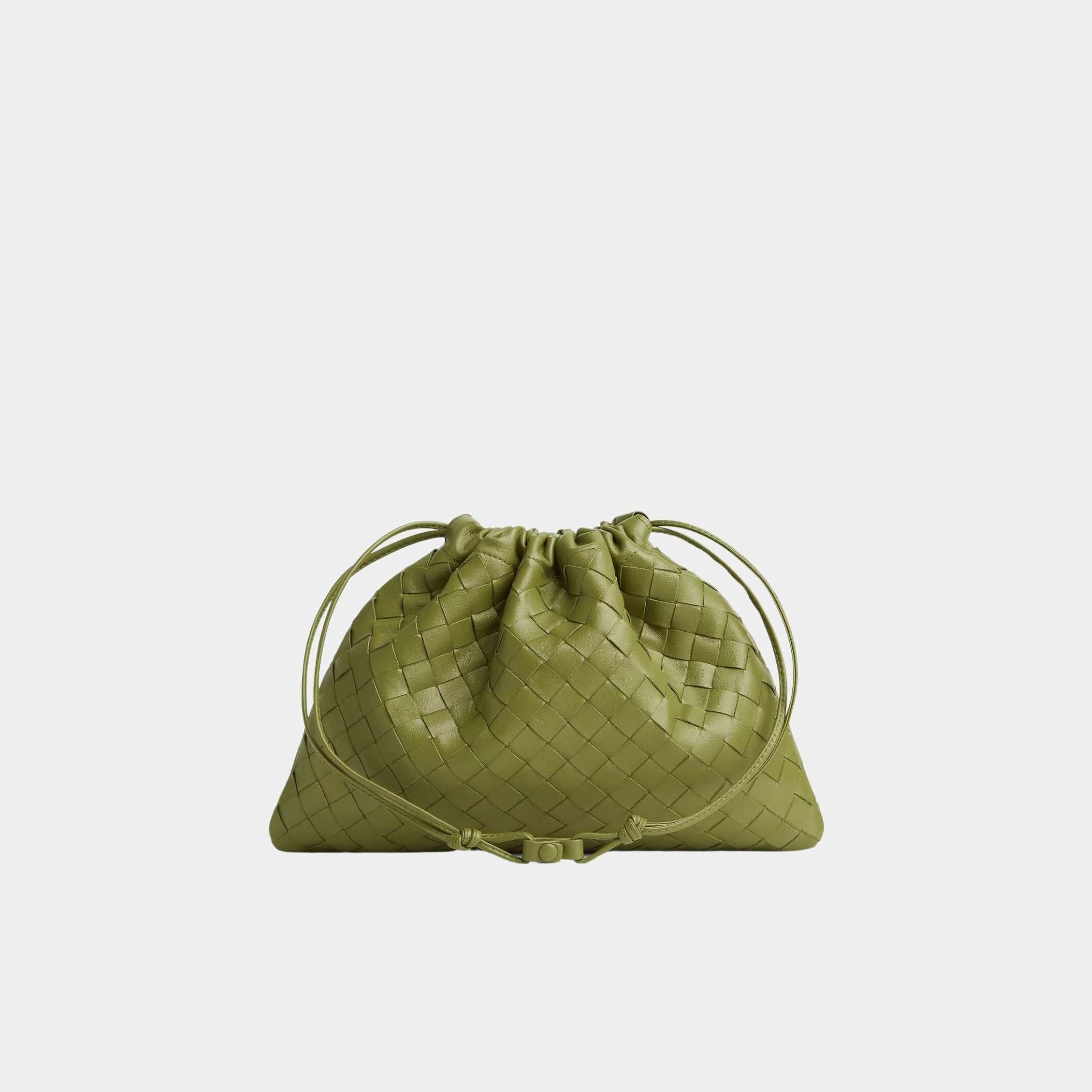 Bottega Veneta Dustbag Intrecciato Calf Leather With Loop Attachment, Matcha, Back