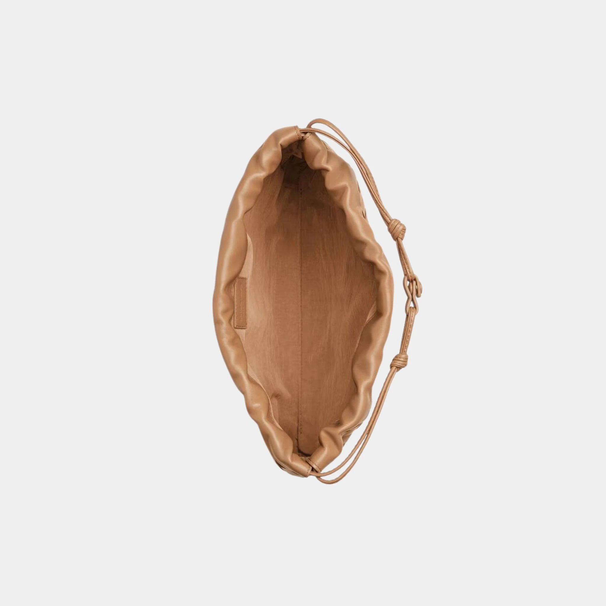 Bottega Veneta Dustbag Intrecciato Calf Leather With Loop Attachment, Pale Brown, Top