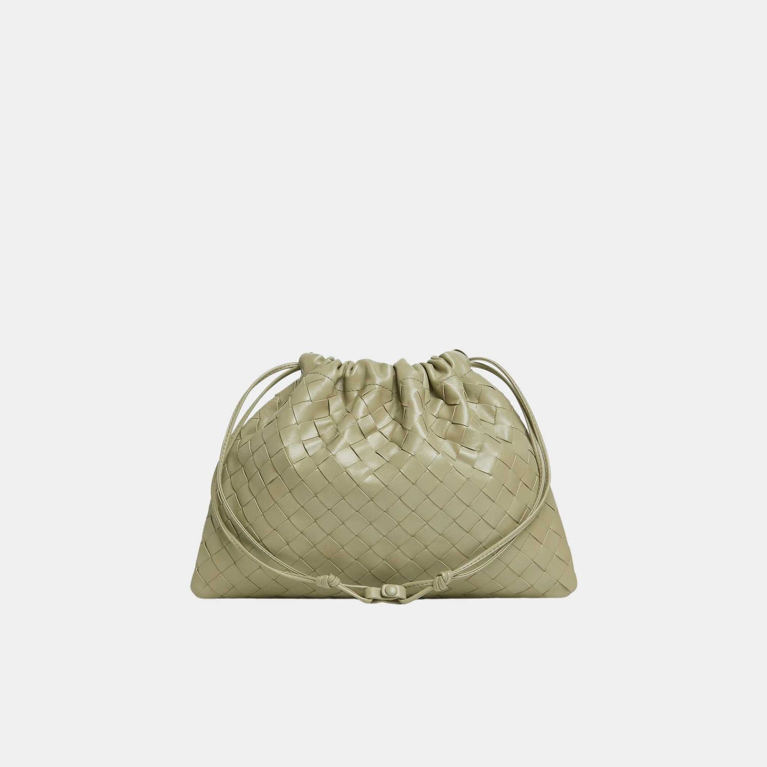 Bottega Veneta Dustbag Intrecciato Calf Leather With Loop Attachment, Travertine, Back