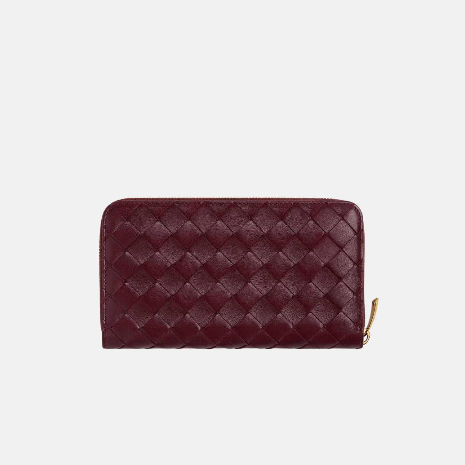 Bottega Veneta Intrecciato Zip Around Wallet, Barolo/chalk, Back