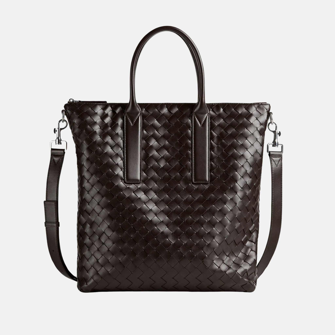 Bottega Veneta Intrecciato Zipped North-South Tote Bag, Fondant, Front