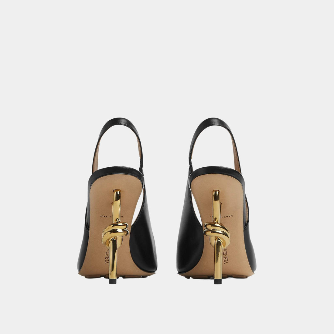 حذاء Bottega Veneta Knot جلدي بسير خلفي، أسود، من الخلف